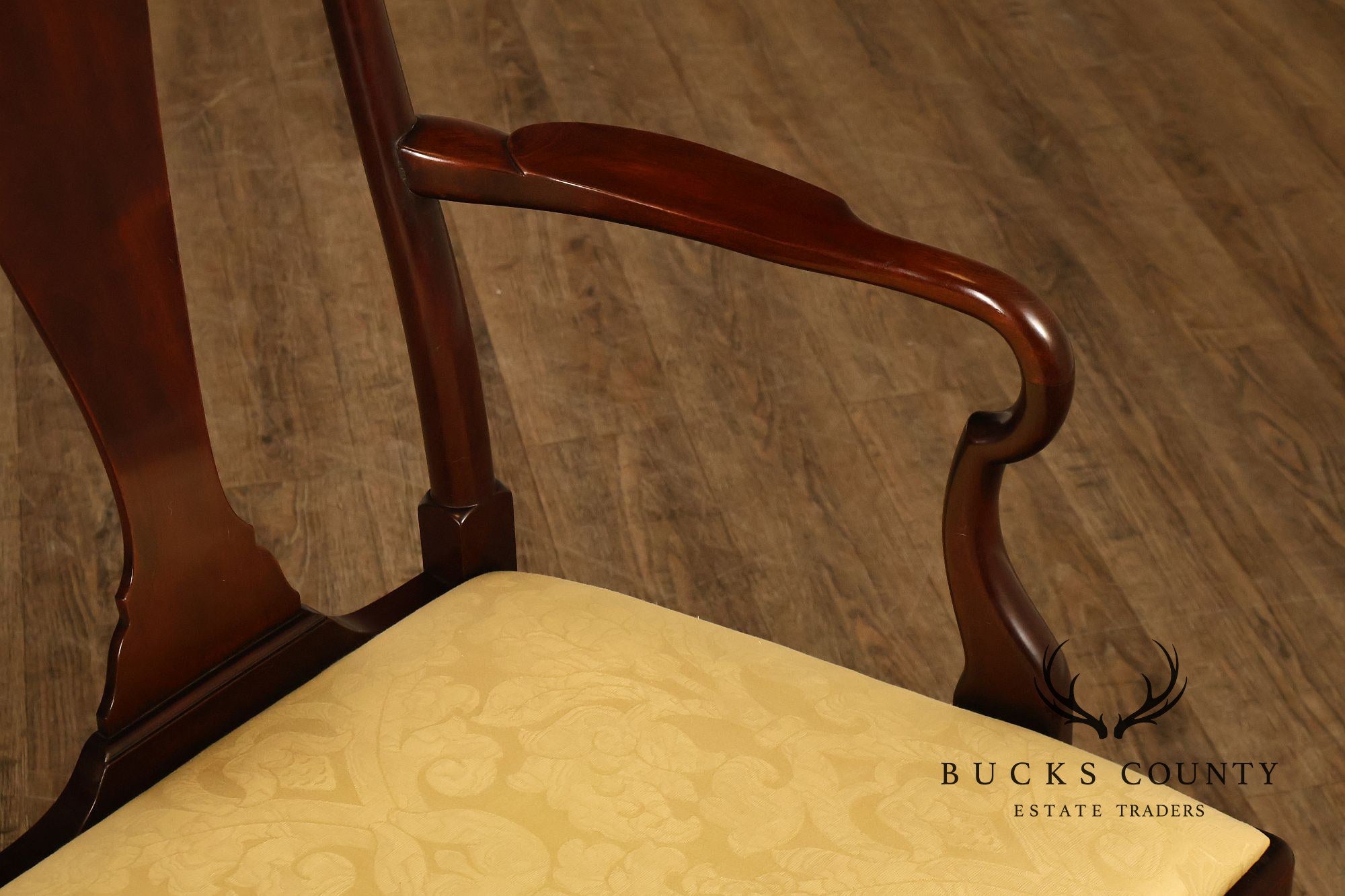 Queen Anne Style Custom Mahogany Triple Back Upholstered Settee