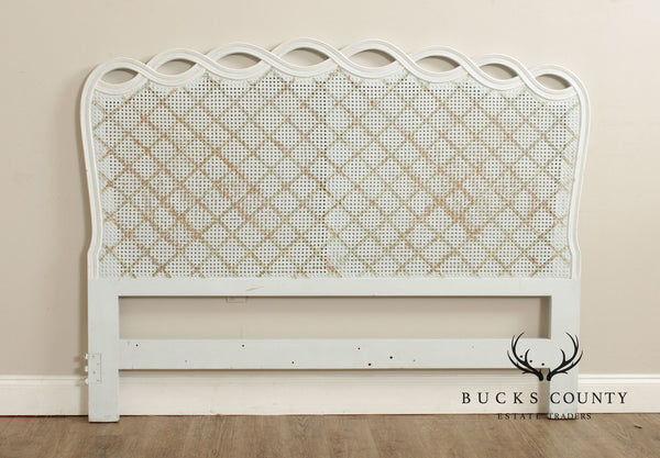 French Provincial Style Queen Size Painted Caned Headboard