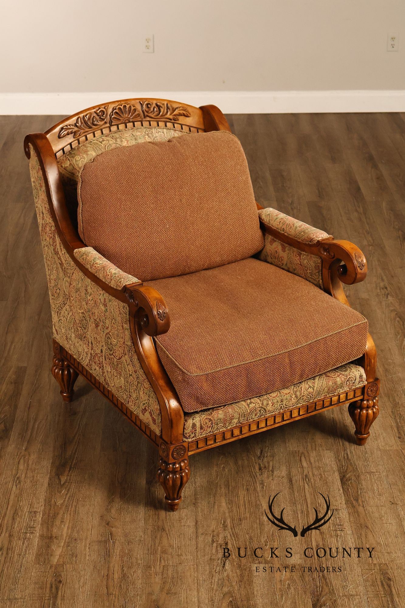 Robb & Stucky British Colonial Style Armchair with Ottoman
