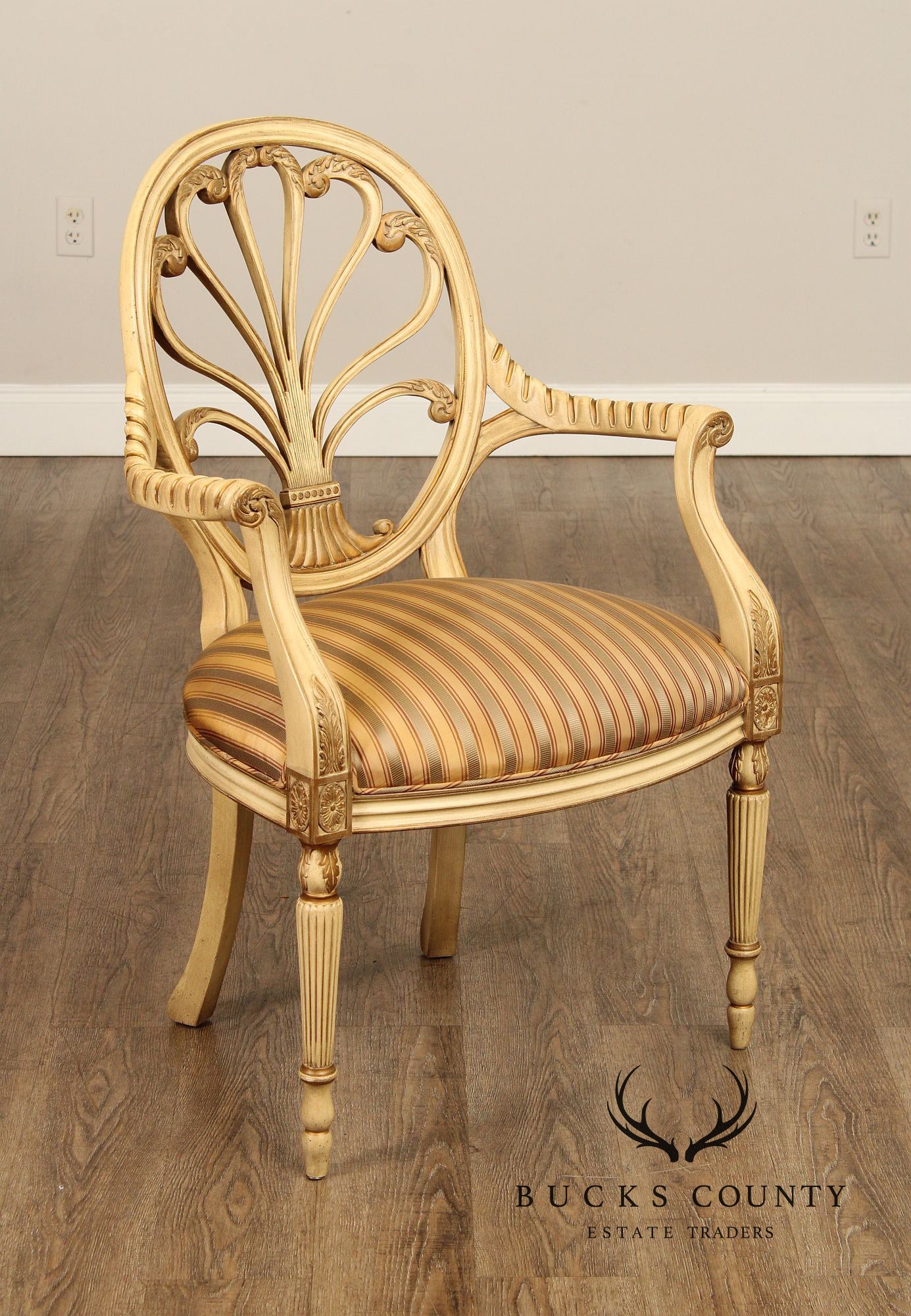 Hickory Chair Italian Provincial Style Cream-Painted Armchair