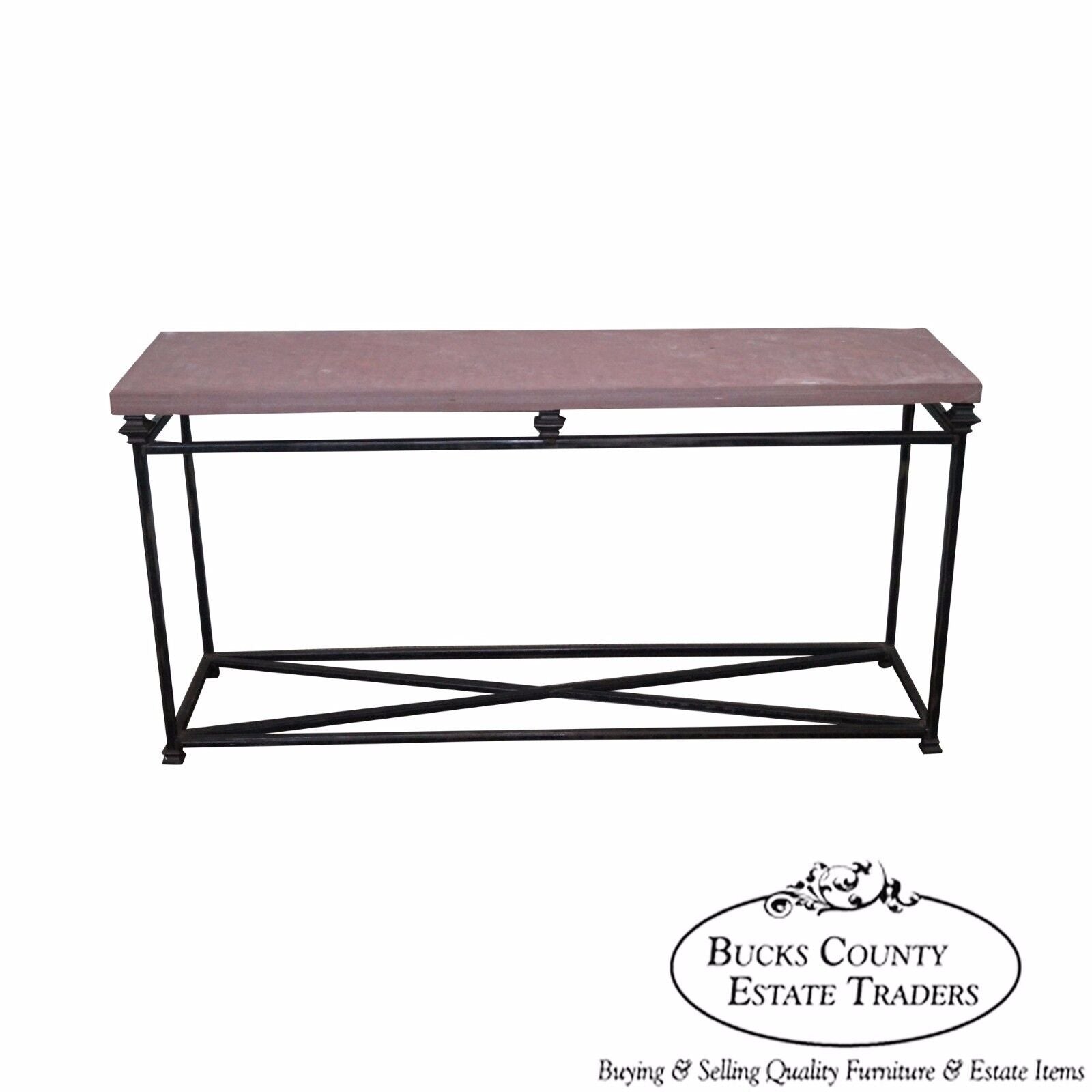 Quality Iron Base Console Table w/ Slate Top