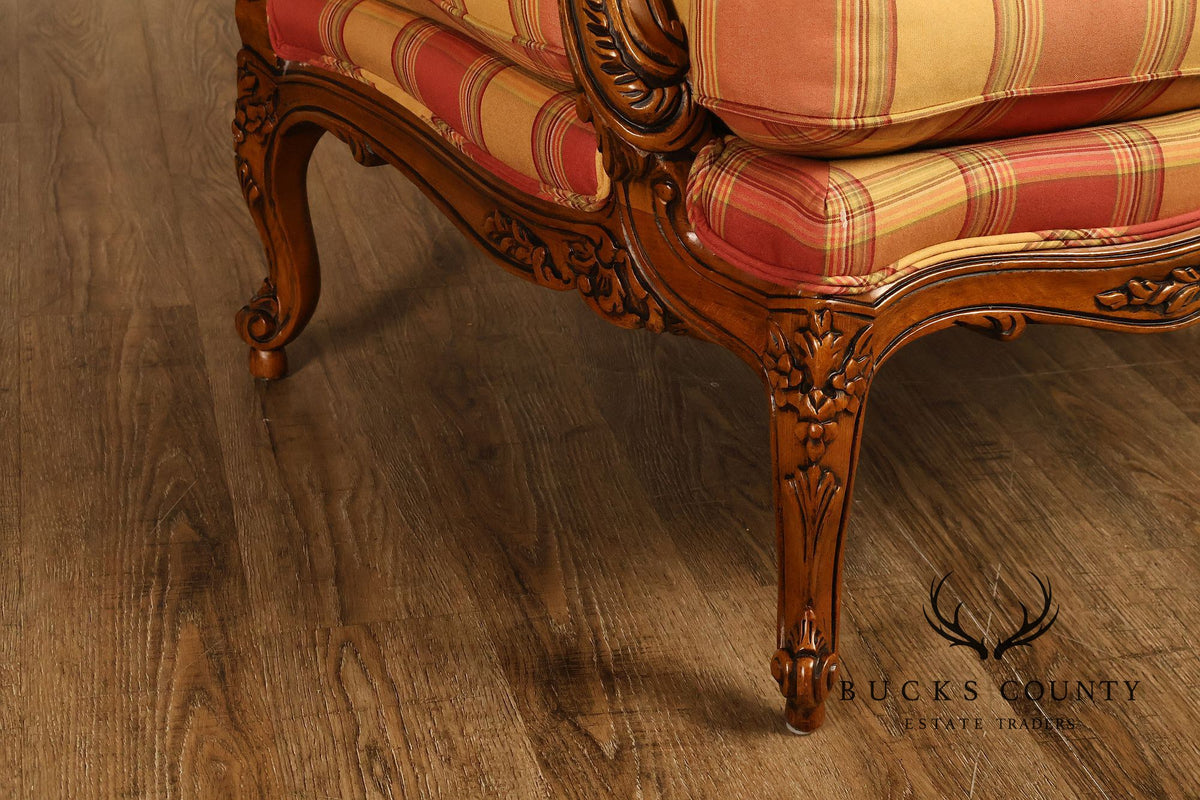Sherrill Furniture French Louis XV Style Pair of Lounge Chairs with Ottomans