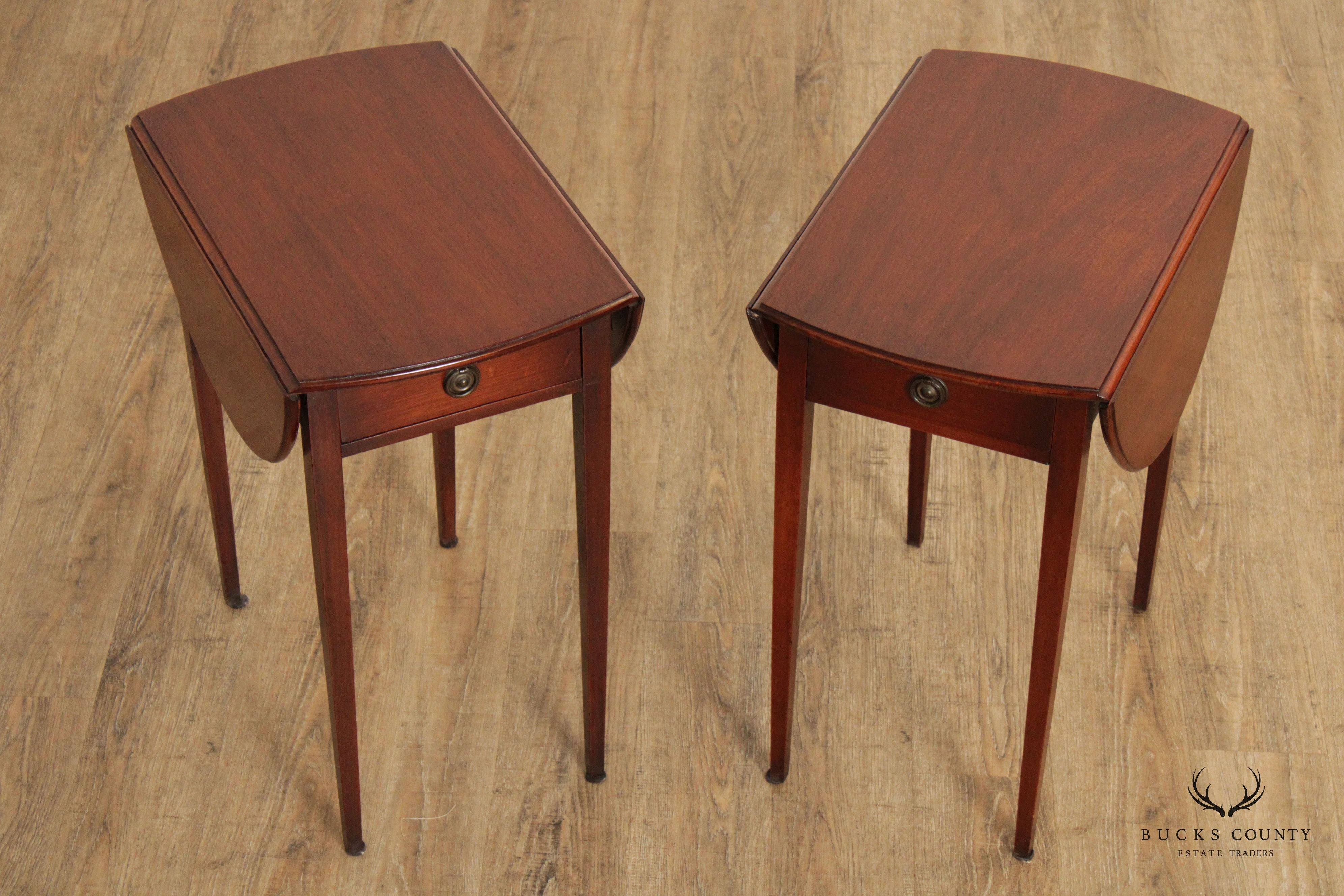 Federal Style Vintage Pair of Mahogany Drop Leaf Pembroke Tables