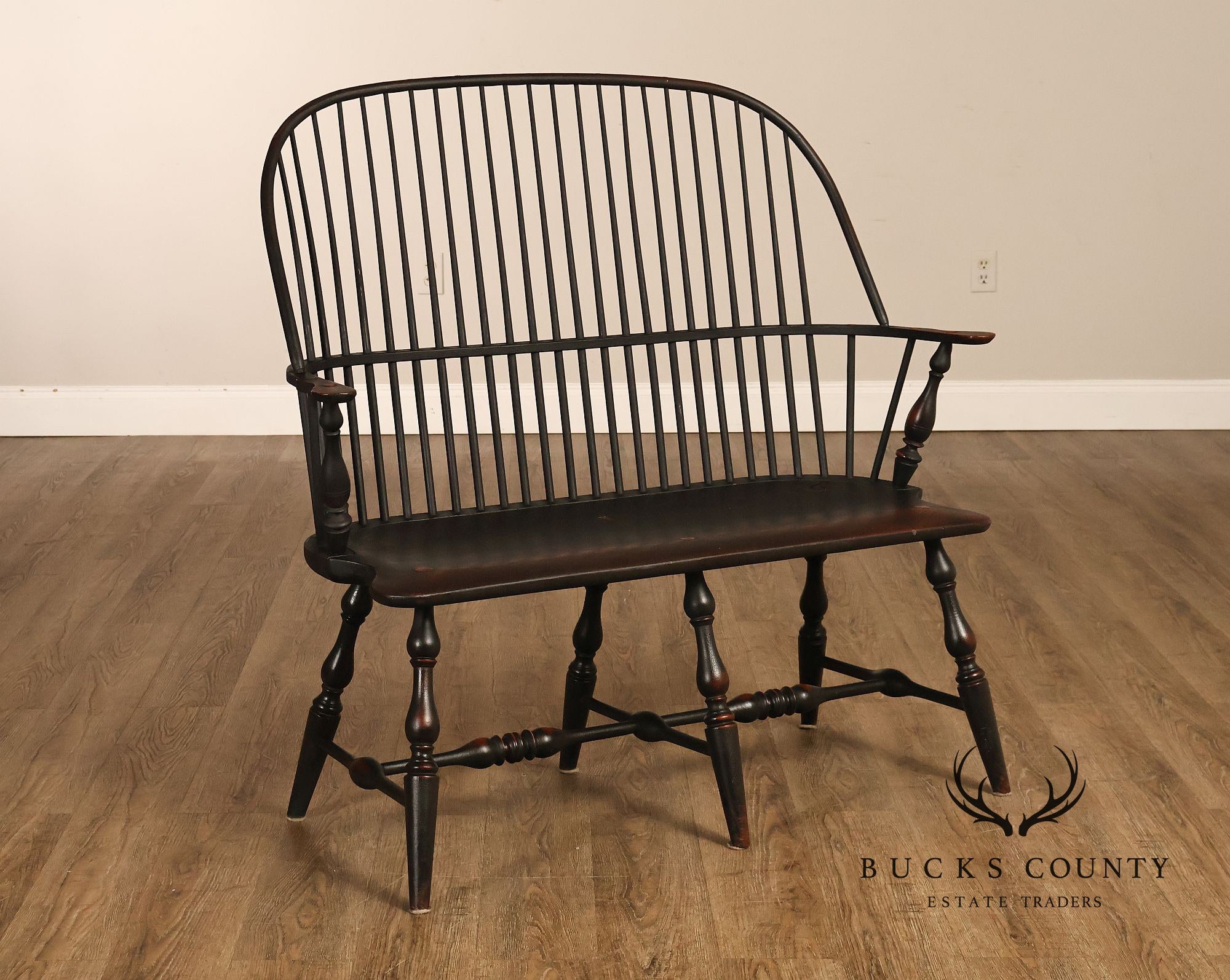 Custom Quality Black Painted Windsor Settee