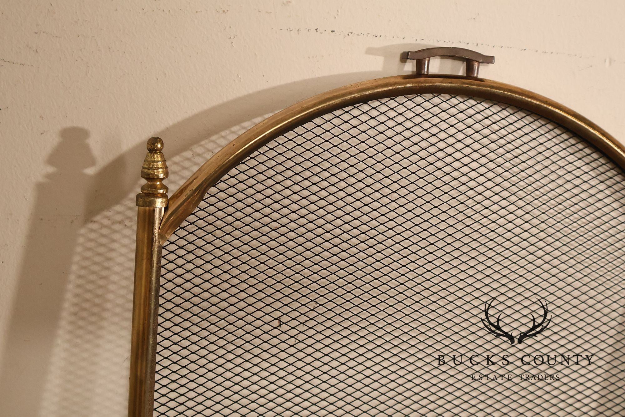 Vintage Brass Four-Panel Folding Fireplace Screen