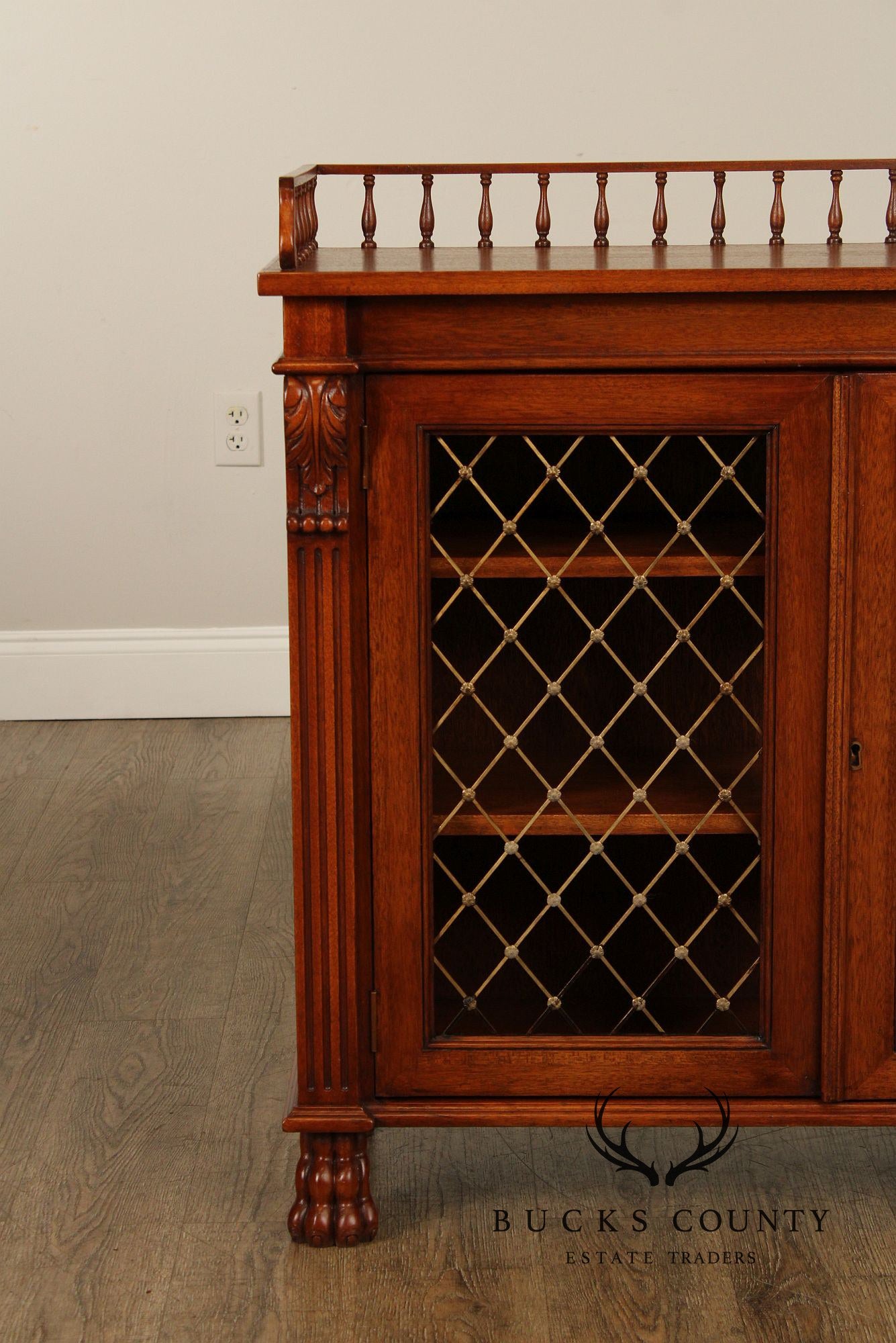 Banks, Coldstone Co. English Regency Style Mahogany Bookcase or Bar Cabinet