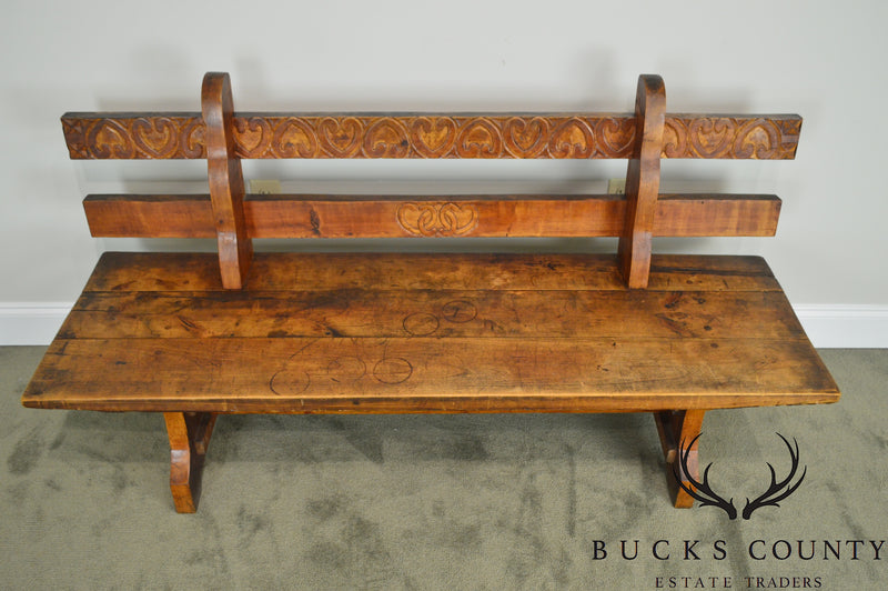 Antique Rustic Arts & Crafts Bench Settee