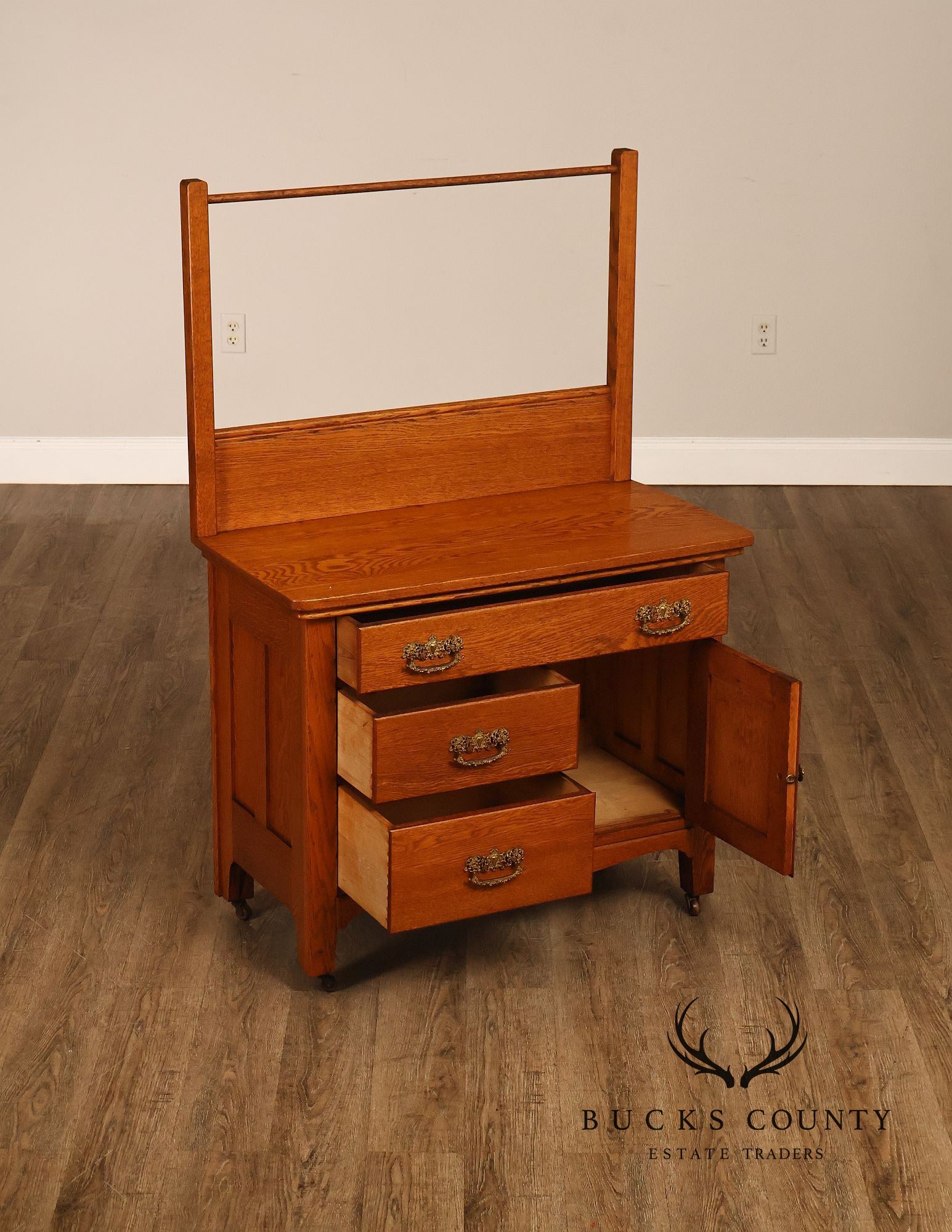 Paine’s Furniture Company Antique Victorian Oak Washstand