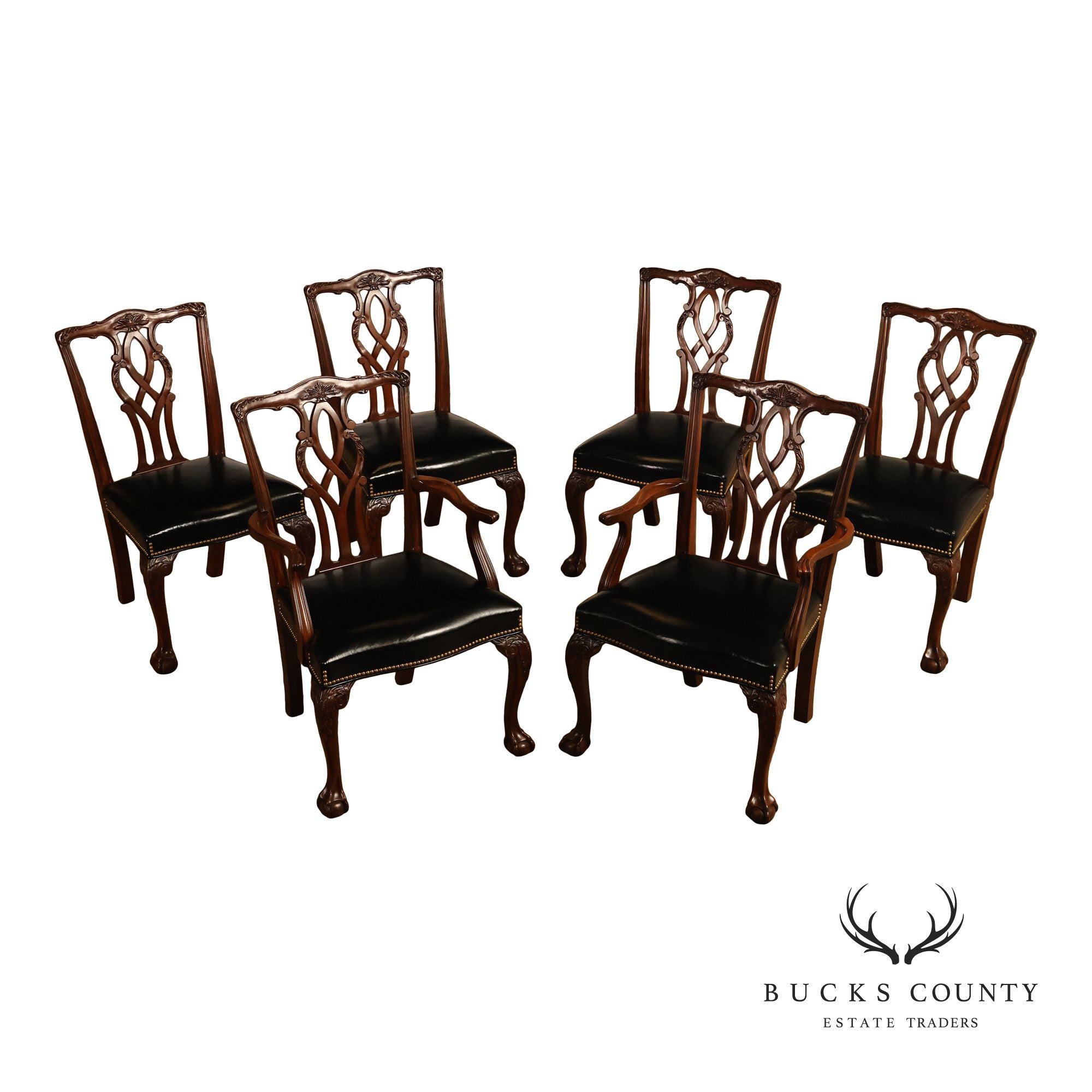 Kindel Chippendale Style Set of Six Mahogany Dining Chairs