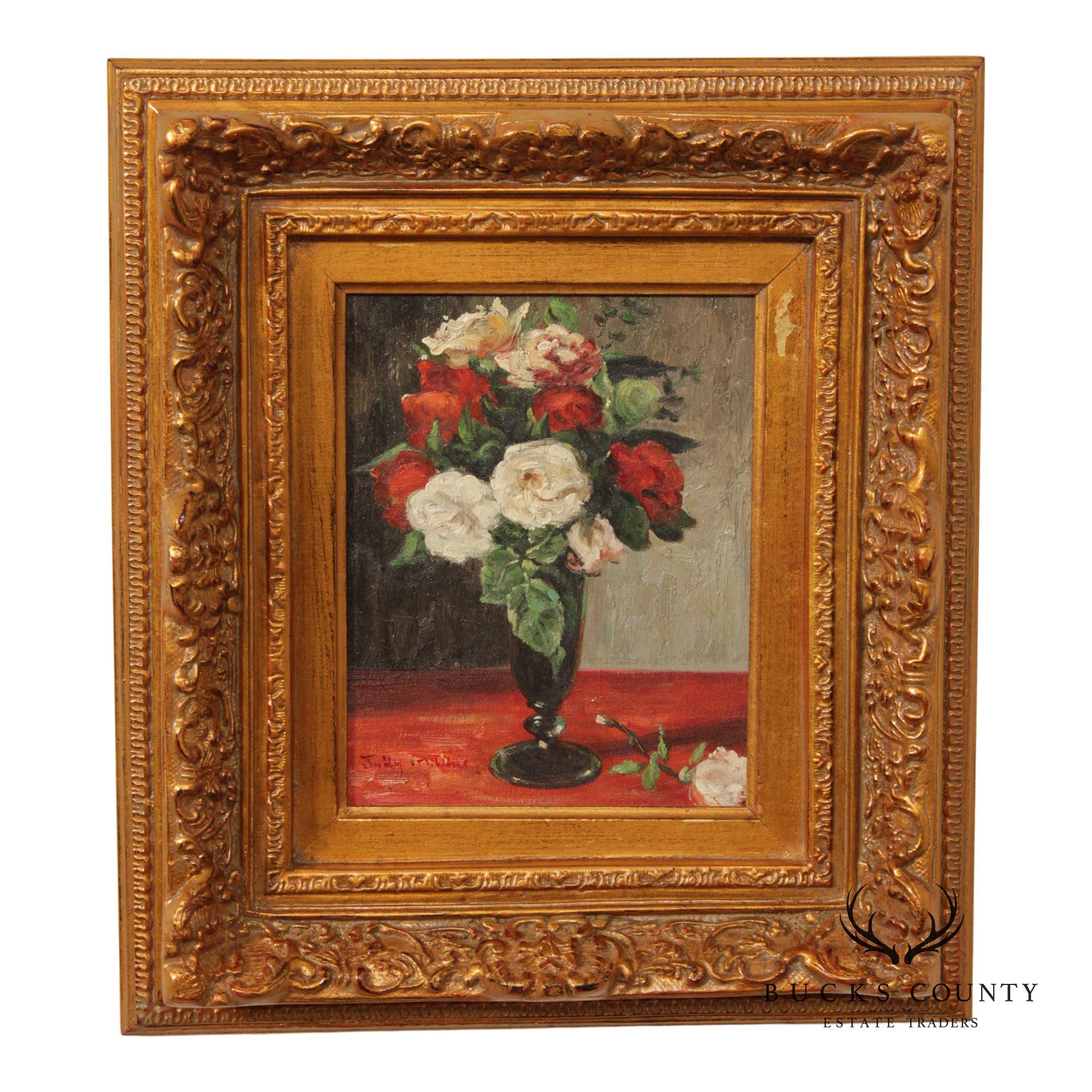 Jully Minno Framed Oil Painting, Rose Bouquet