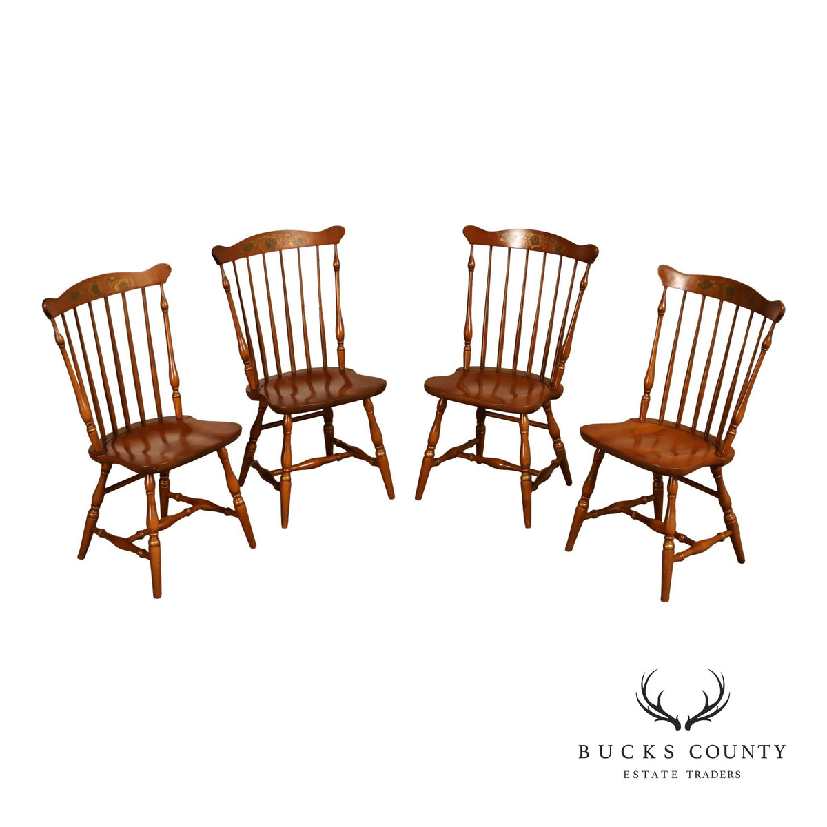 L. Hitchcock Set Of 4 Fan-Back Windsor Side Dining Chairs
