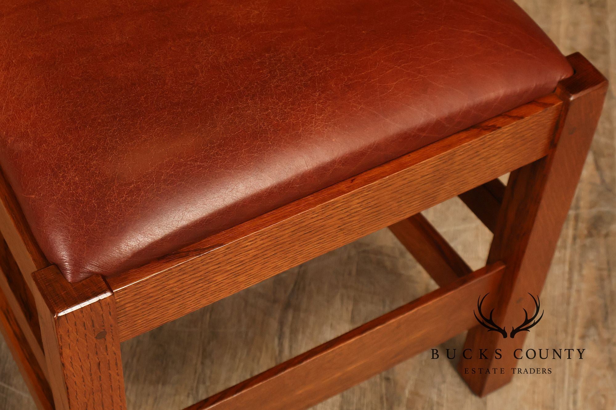 Stickley Mission Collection Set of Six Oak and Leather Dining Chairs