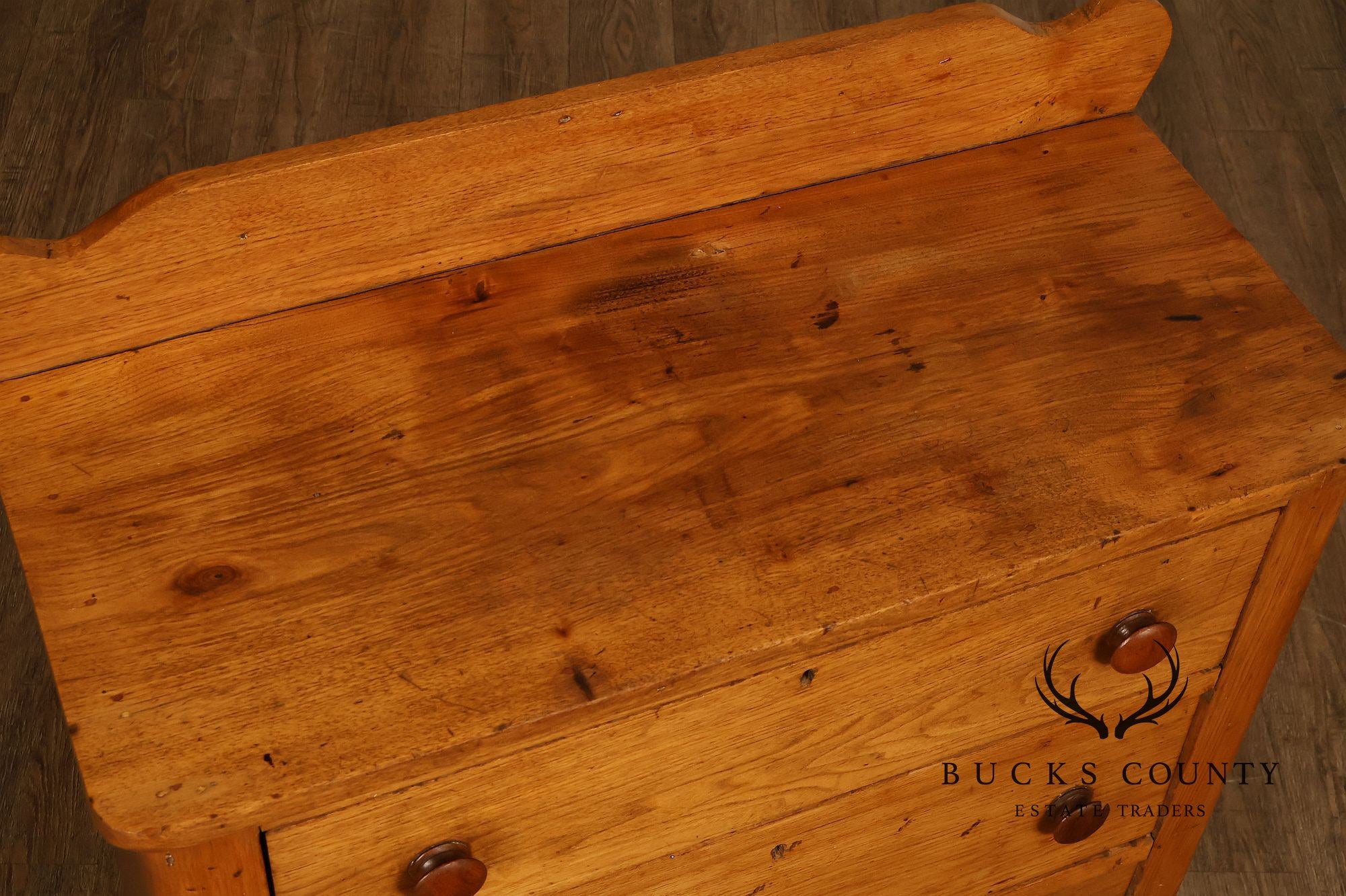 Antique Primitive Country Pine Three-Drawer Chest