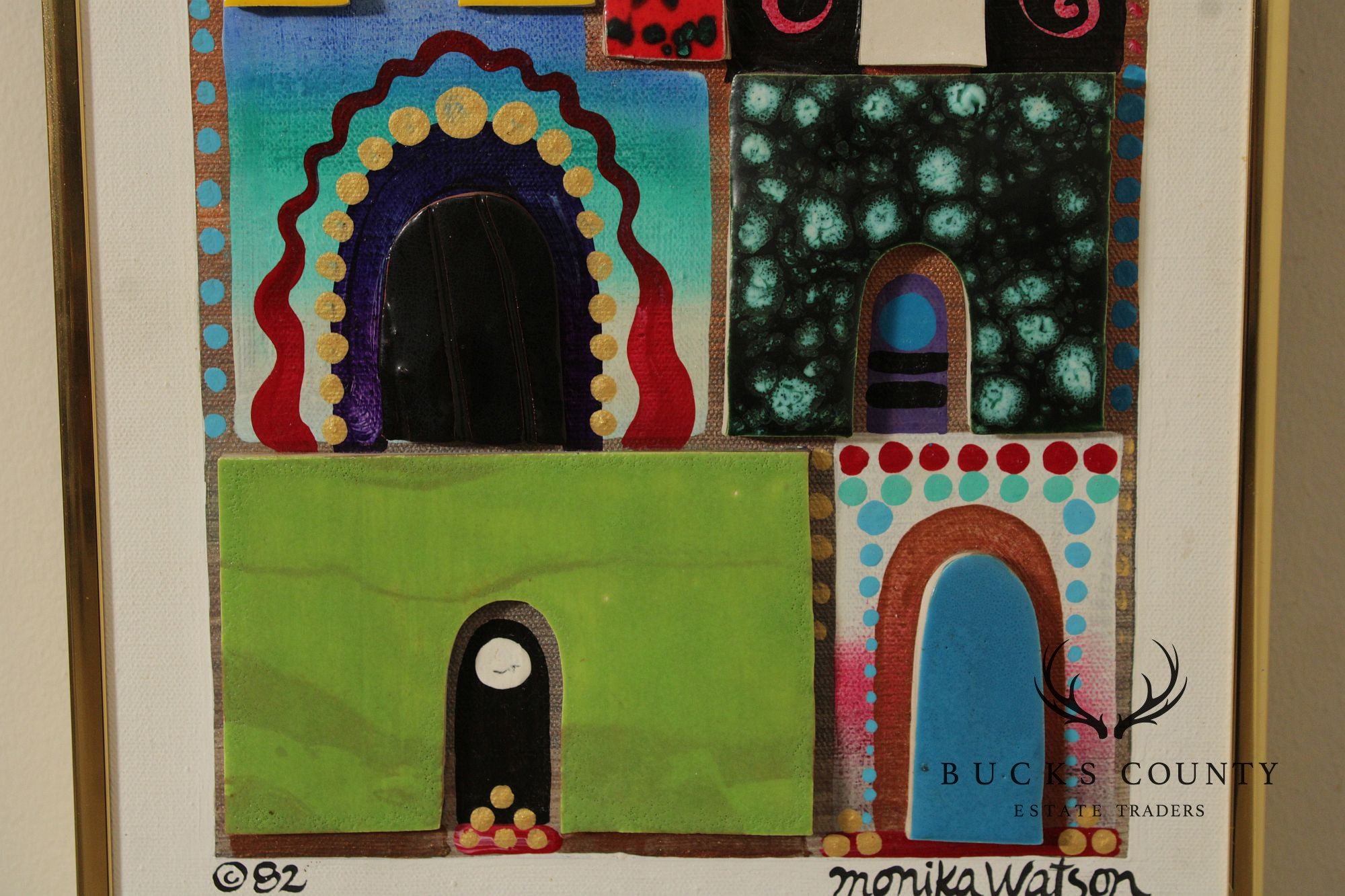 Monika Watson Mixed Media Diptych, Neighboring Homes