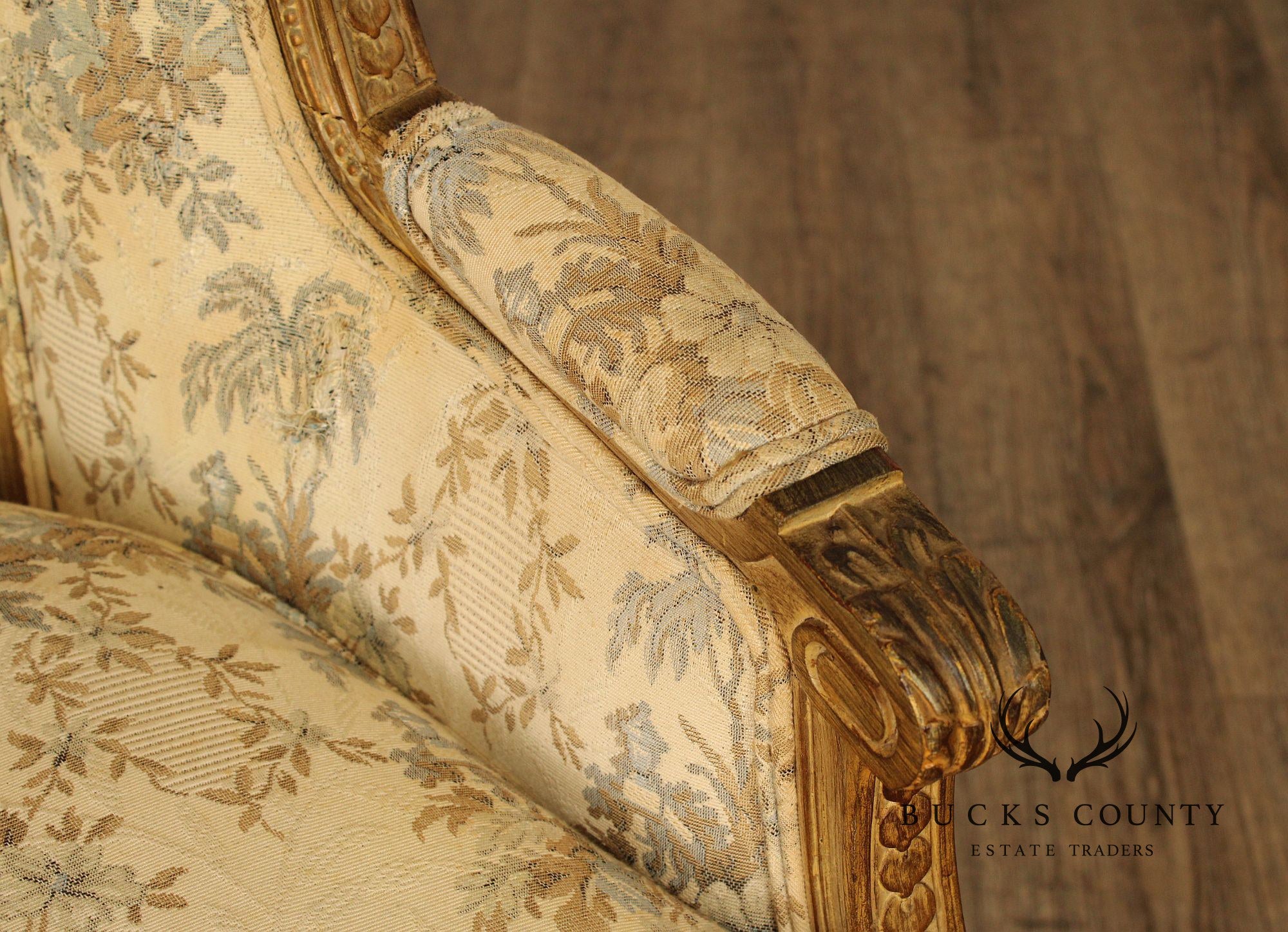 Antique French Louis XVI Style Bergere Wing Chair