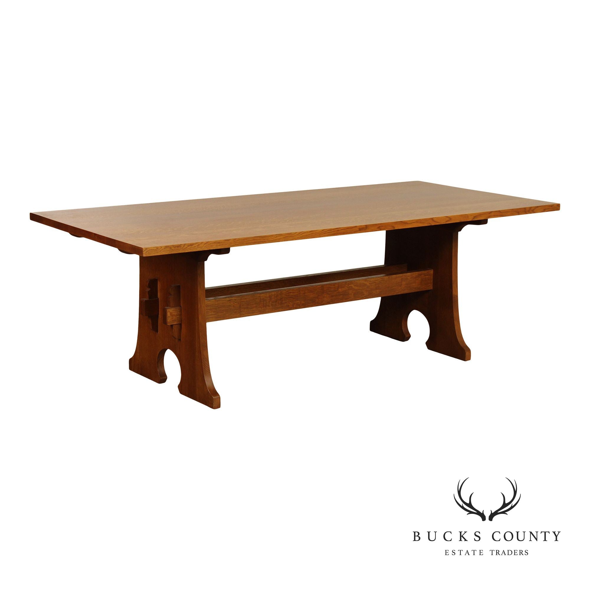 Stickley Mission Collection Oak Keyhole Trestle Table