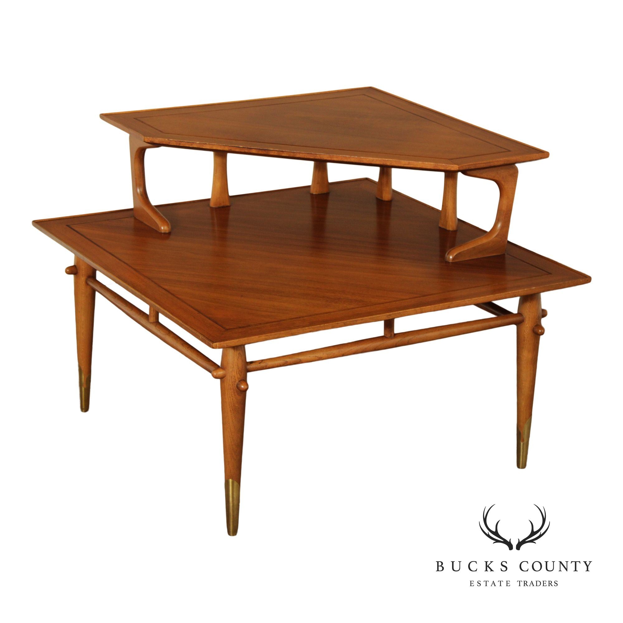 Lane Copenhagen Mid-Century Modern Two-Tier Corner Table