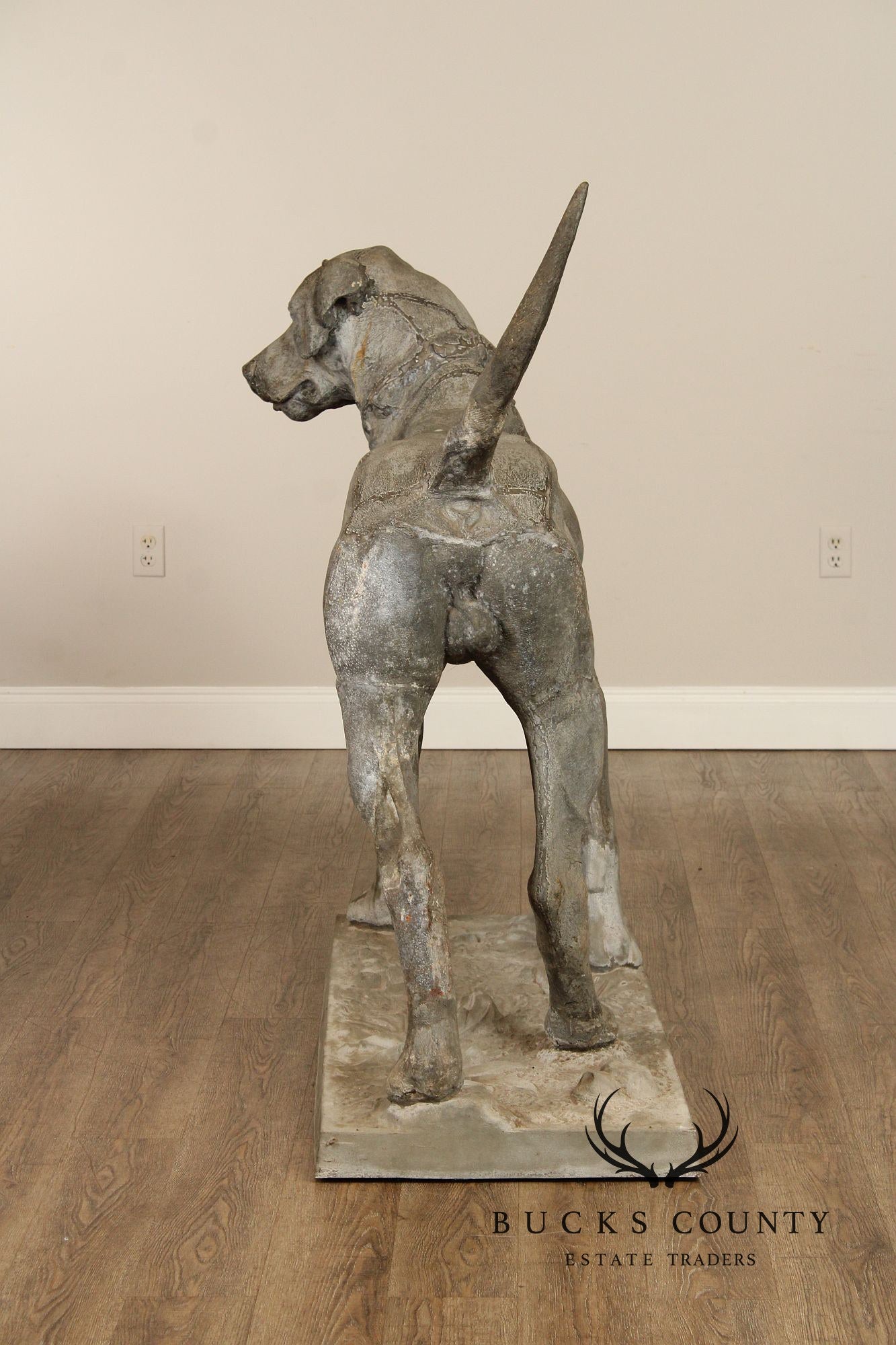 Antique J.W. Fiske Zinc Morley's Dog Statue