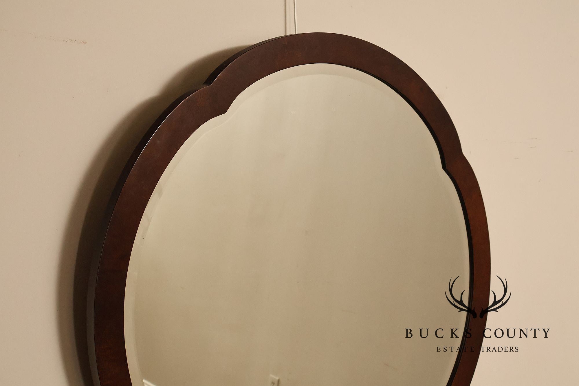 Hickory White Mahogany Art Deco Style Vanity Desk With Mirror