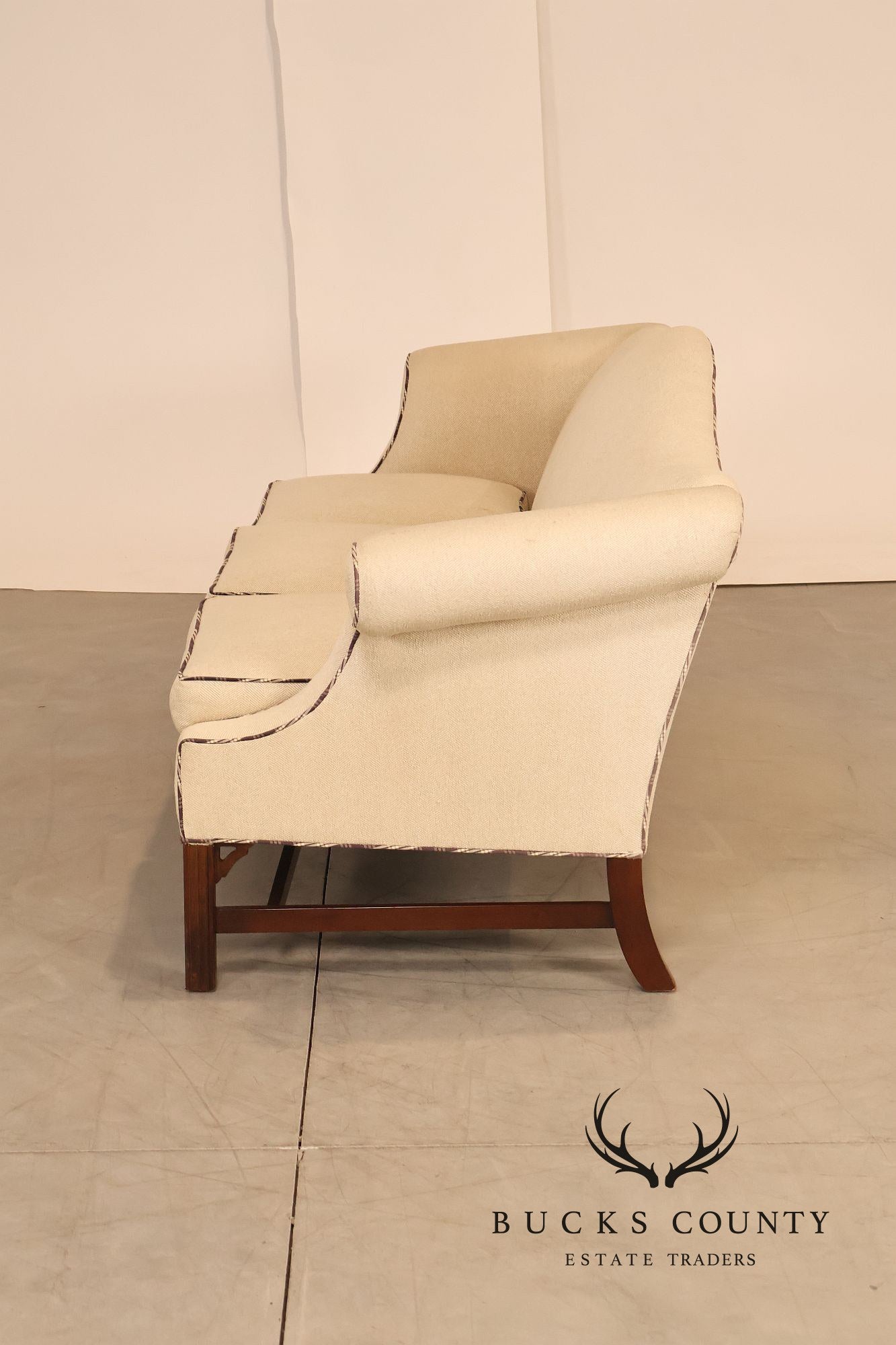 Ethan Allen Vintage Chippendale Style Upholstered Sofa