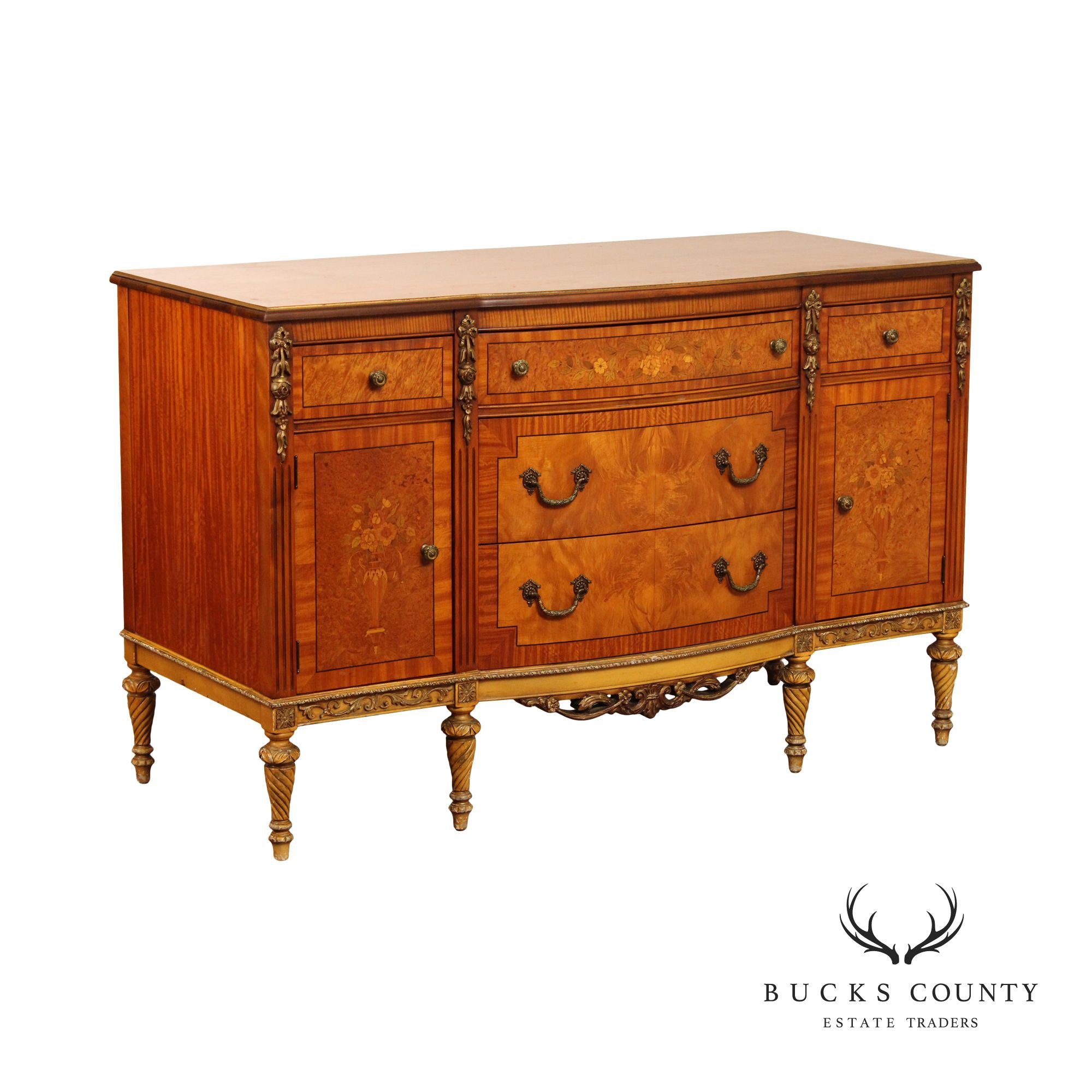 1930's French Napoleon III Style Marquetry Inlaid Dresser By John Stuart