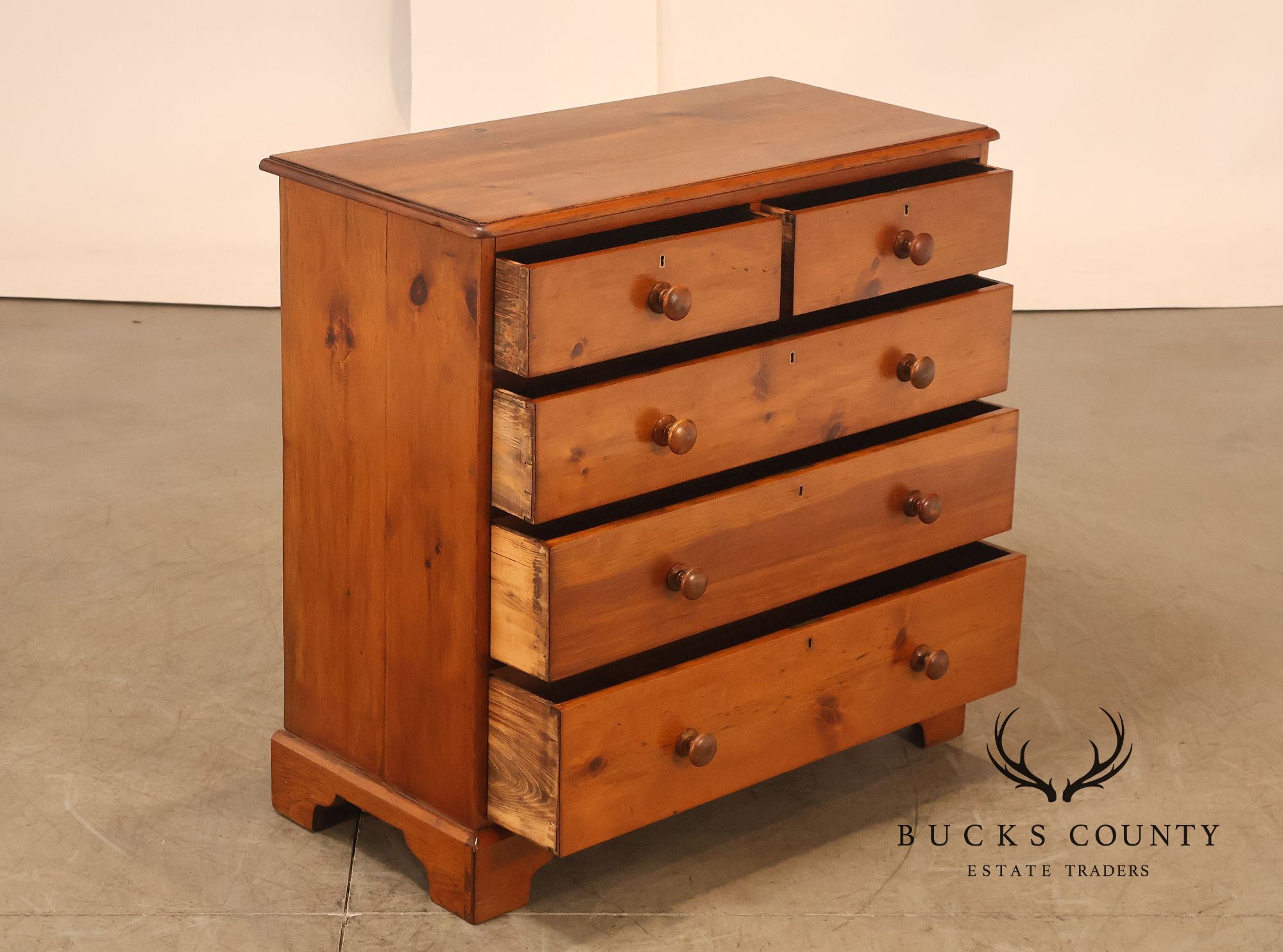 Antique Cottage Pine Chest Of Drawers