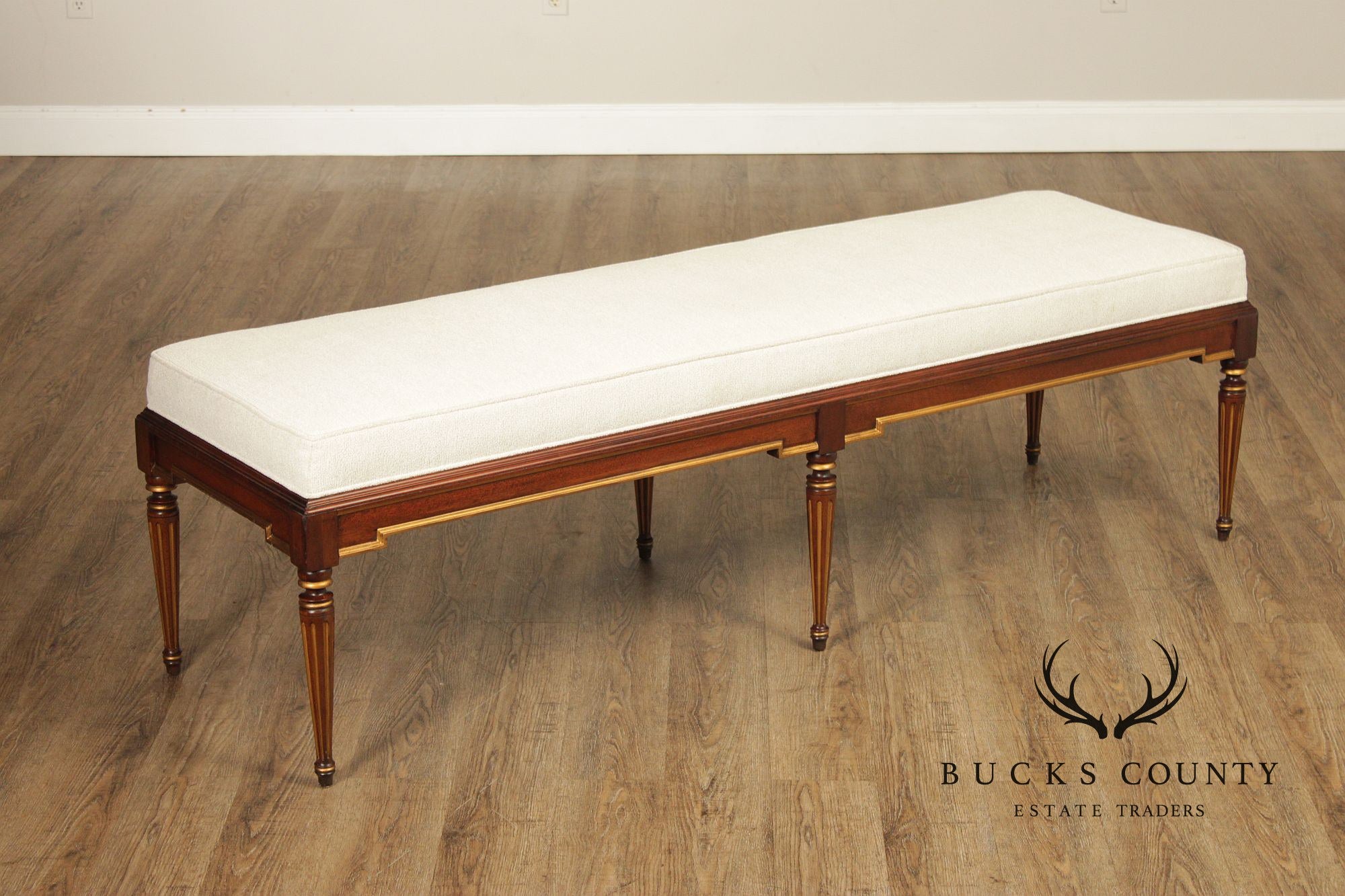 Hickory Chair Neoclassical Style 'Cluny' Upholstered Bench