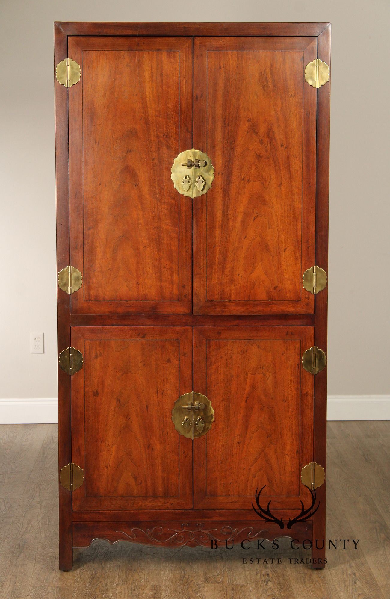 Henredon Vintage Asian Inspired Mahogany Tall Armoire