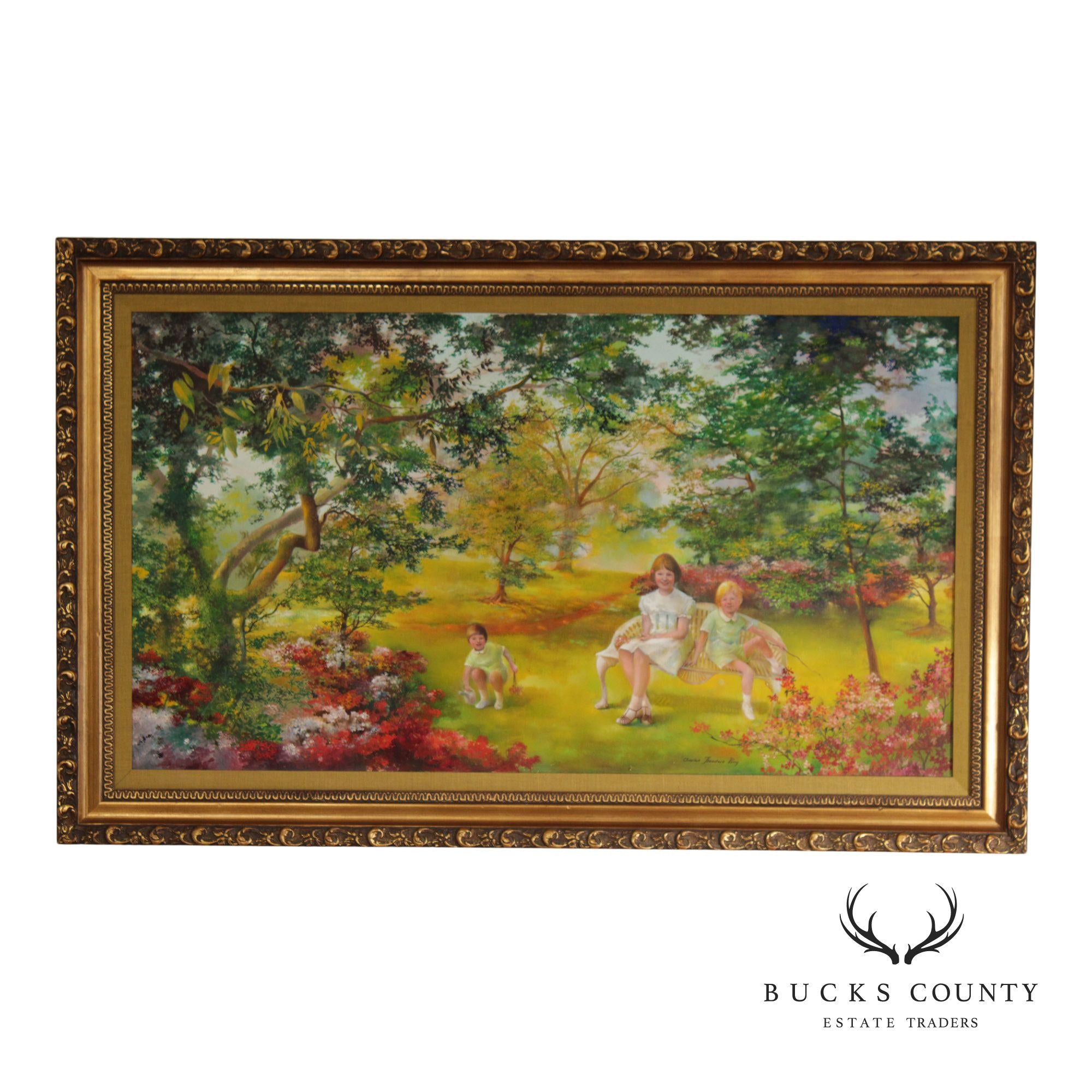 Charles T. Perry Oil Painting, Sibling Portrait