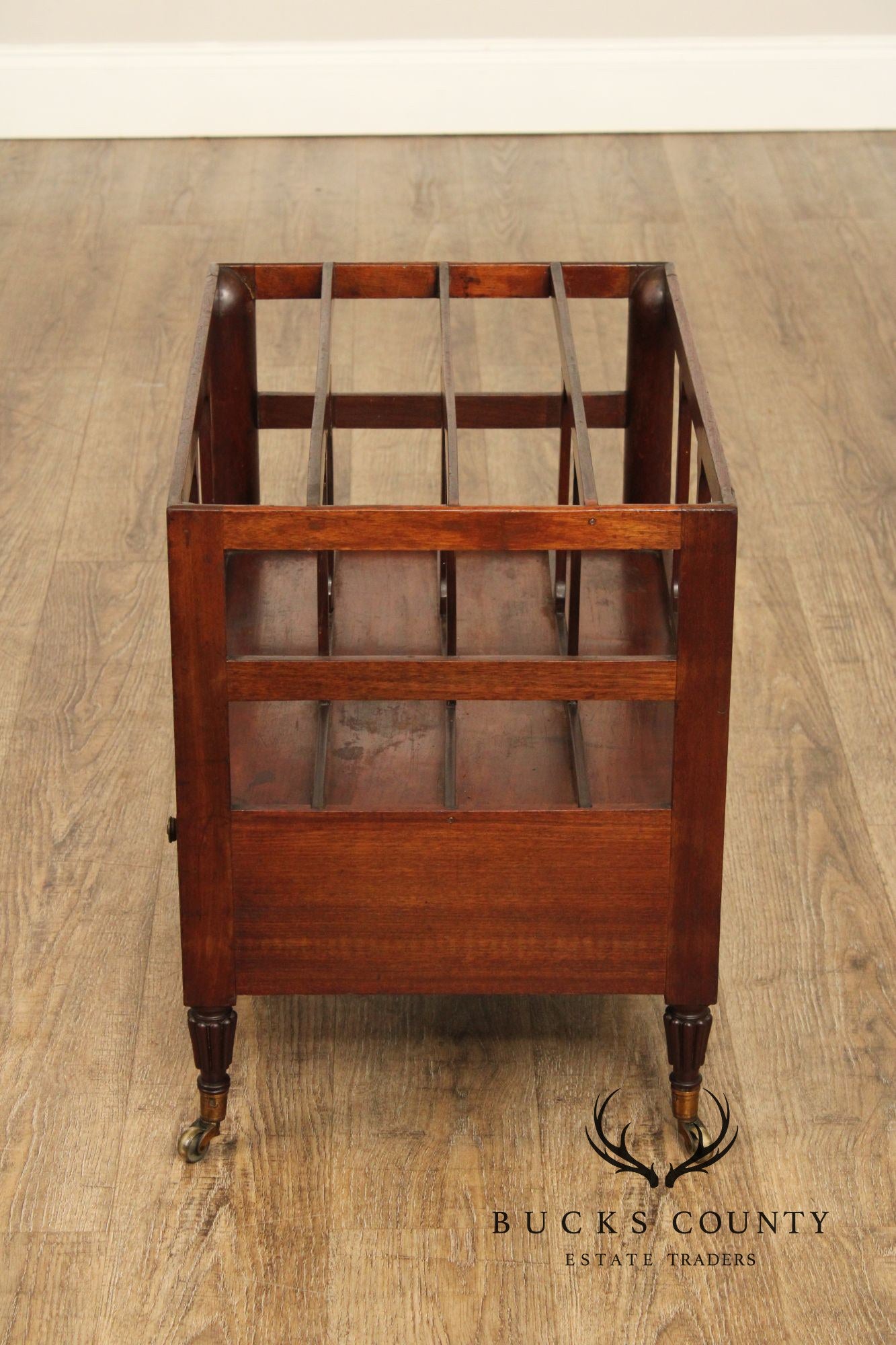 ANTIQUE ENGLISH REGENCY MAHOGANY CANTERBURY