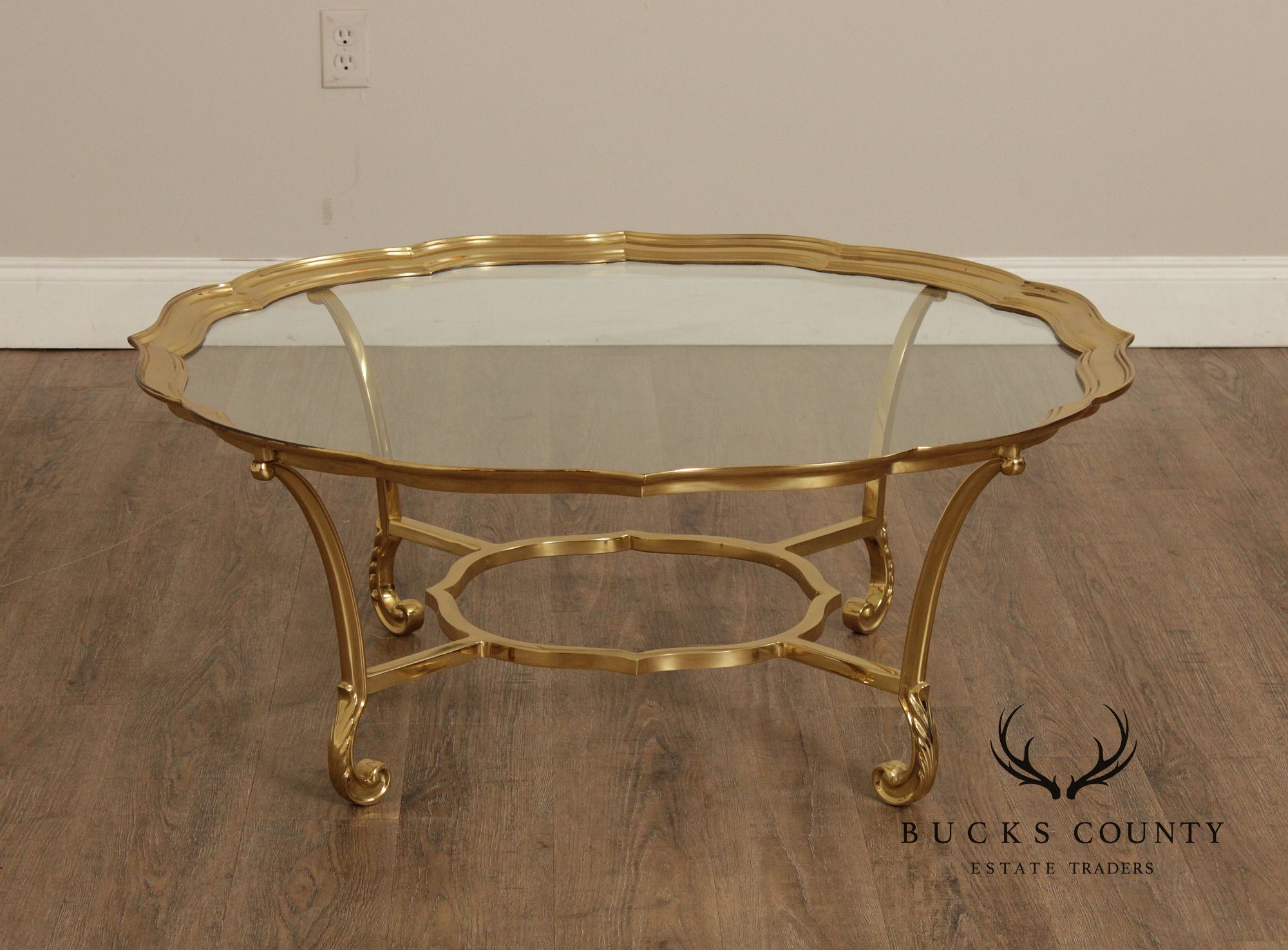 LaBarge Hollywood Regency Glass Top Coffee Table