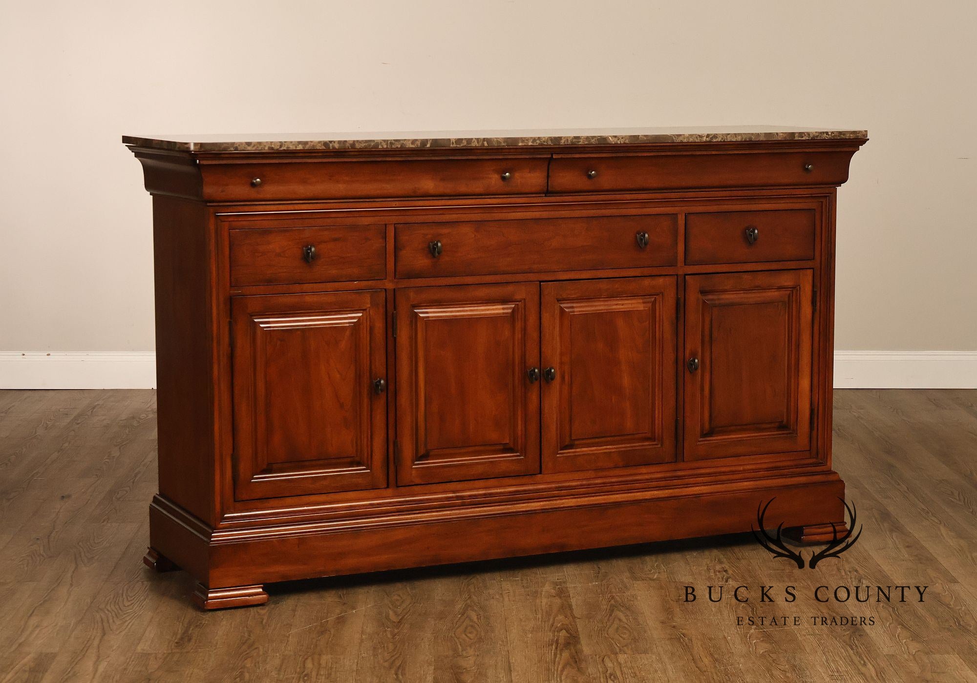 Thomasville King Street Collection Marble Top Four Door Credenza