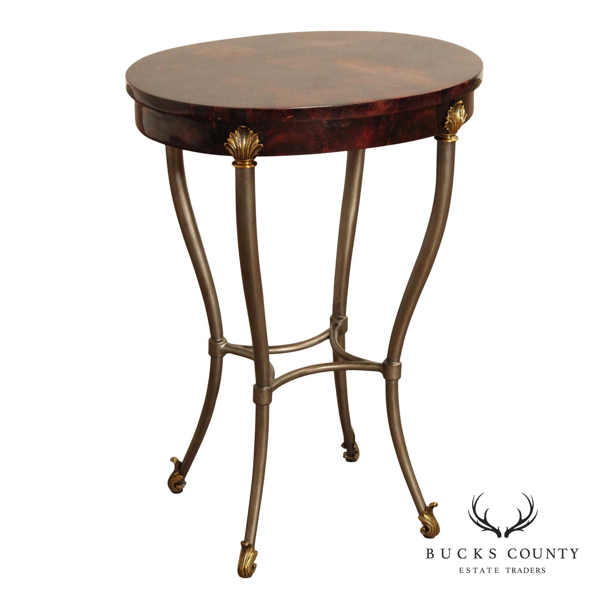 Ethan Allen Hollywood Regency Style Oval Top Side Table