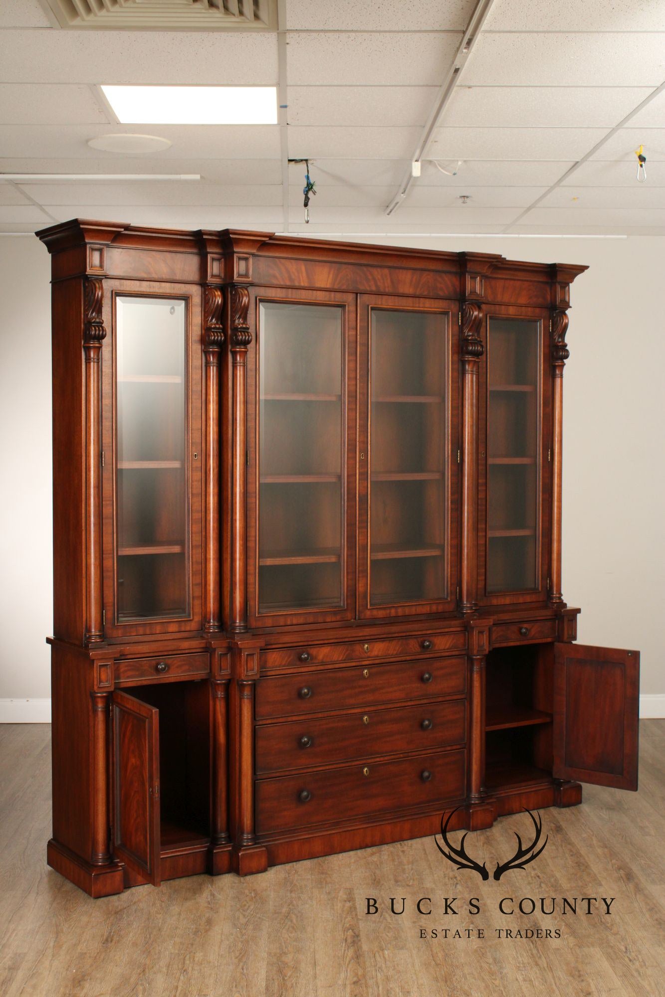 Ralph Lauren 'Weathersby' Monumental Carved Mahogany Bookcase