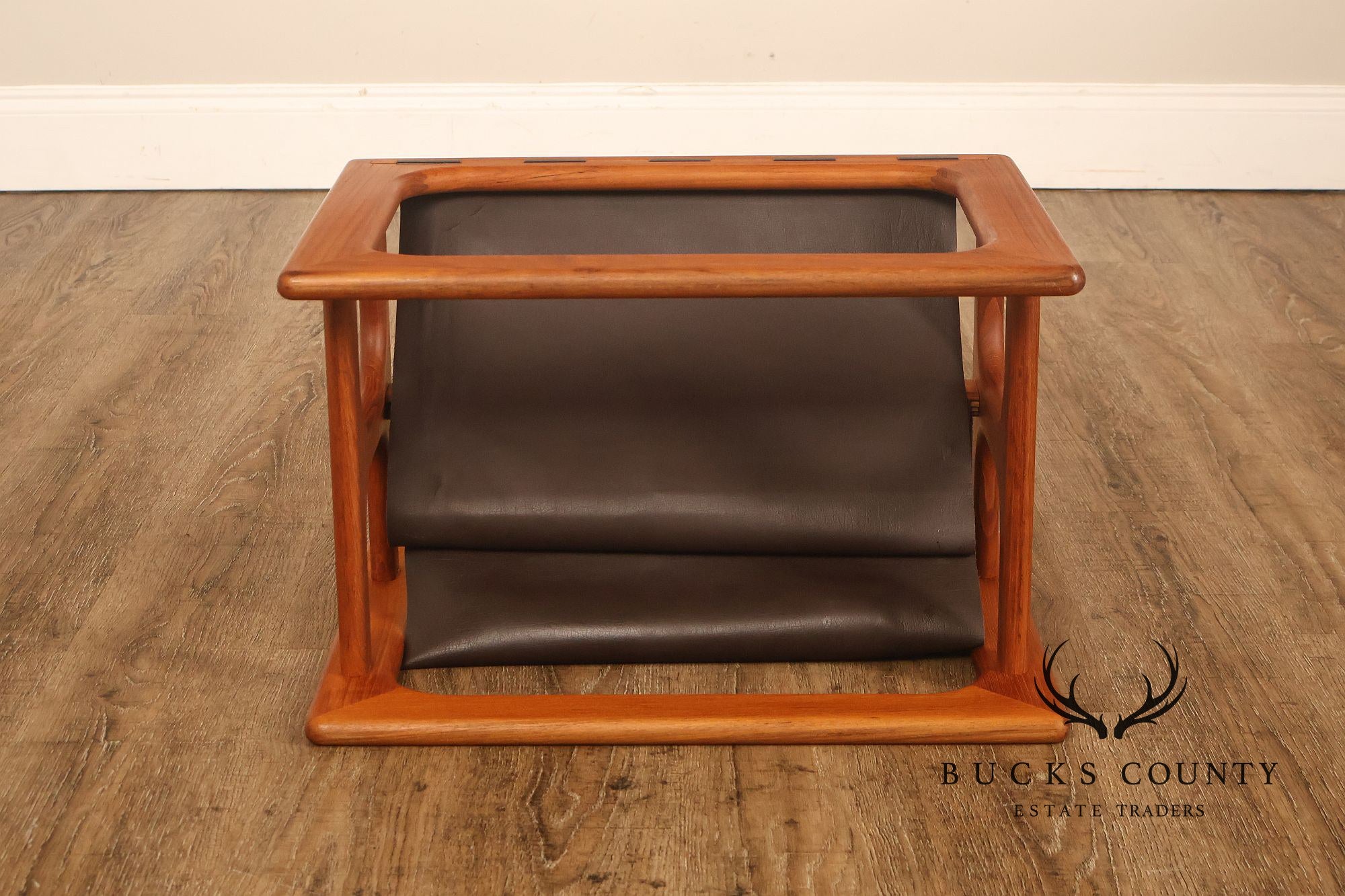 Salin Møbler Danish Modern Teak and Leather Magazine Rack