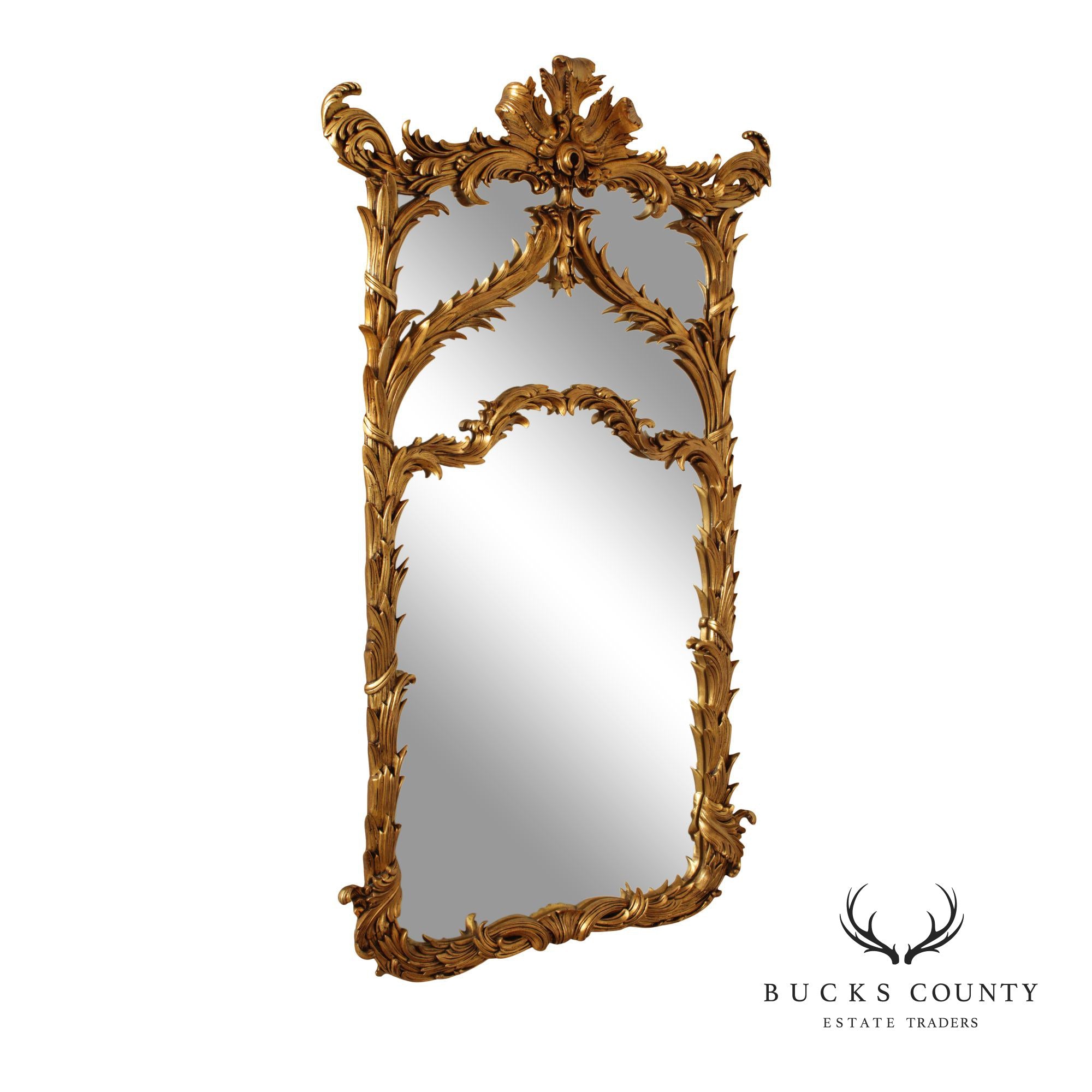 Italian Rococo Style Giltwood Full-Length Wall Mirror