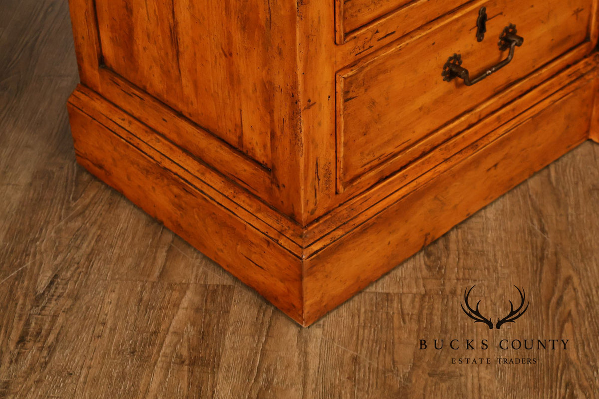 Guy Chaddock Large Rustic Pine Library Bookcase Breakfront With Glazed Doors And Drawers