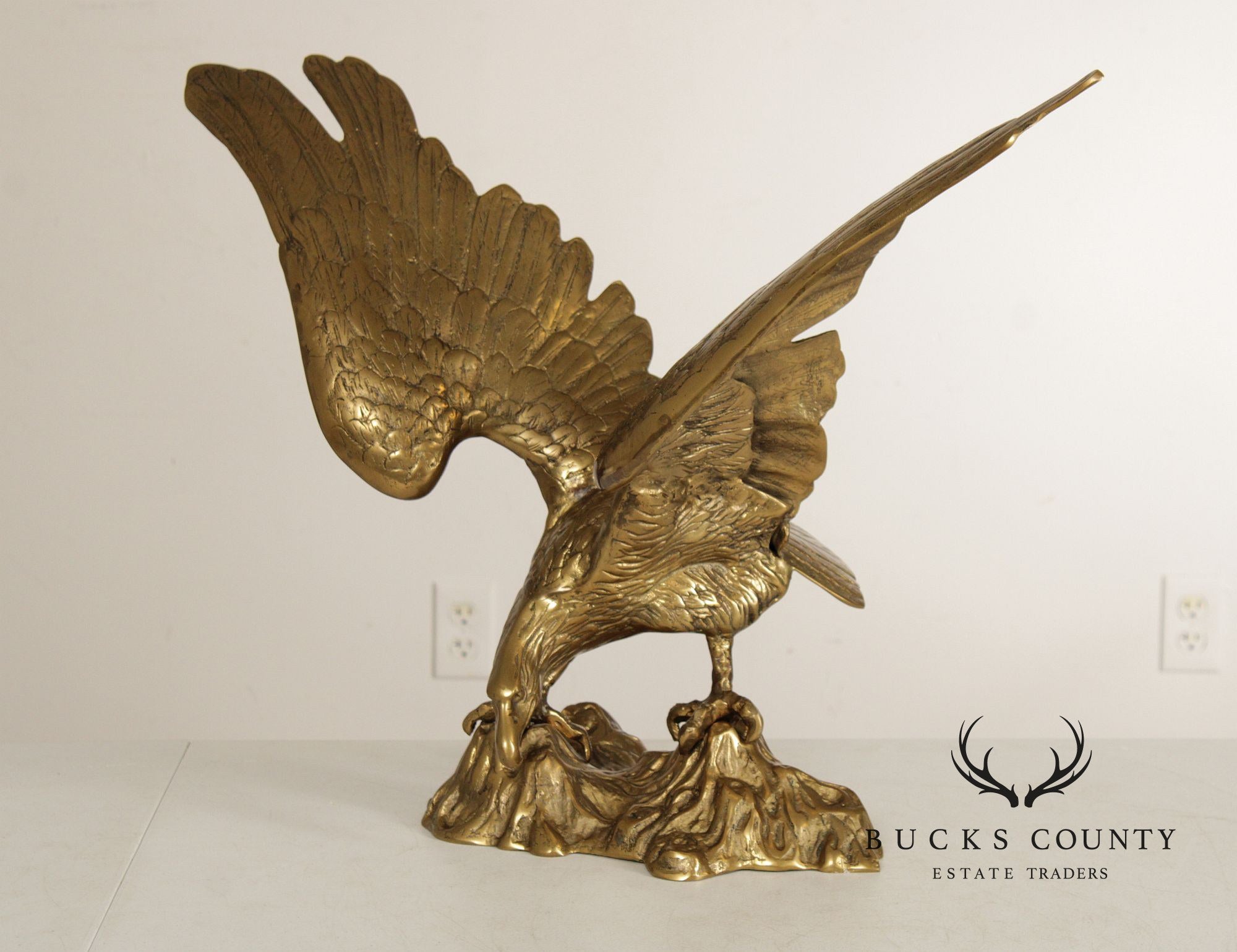Large Vintage Brass Eagle Statue