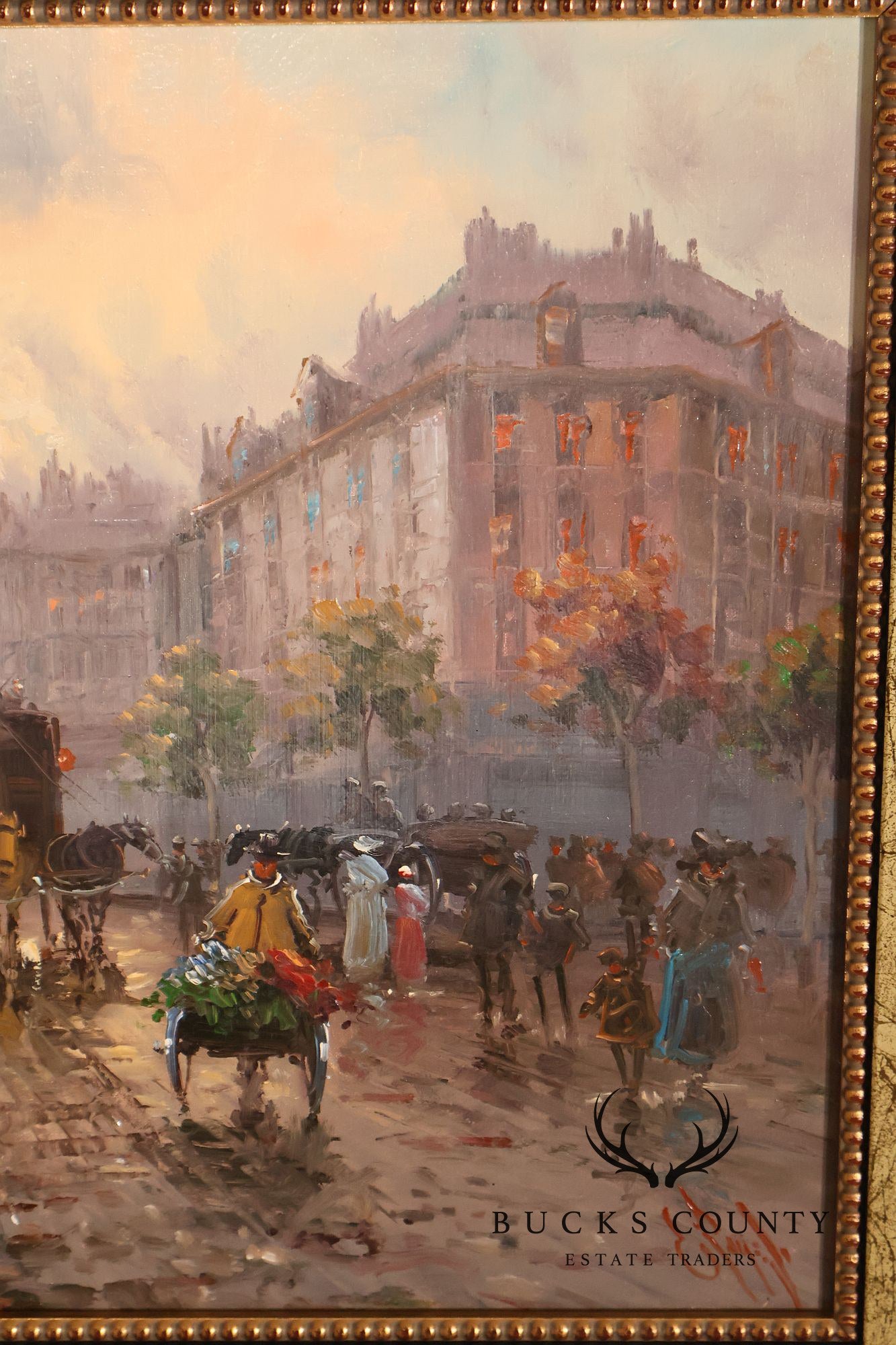 E. Payes Framed Parisian Street Scene Oil Painting