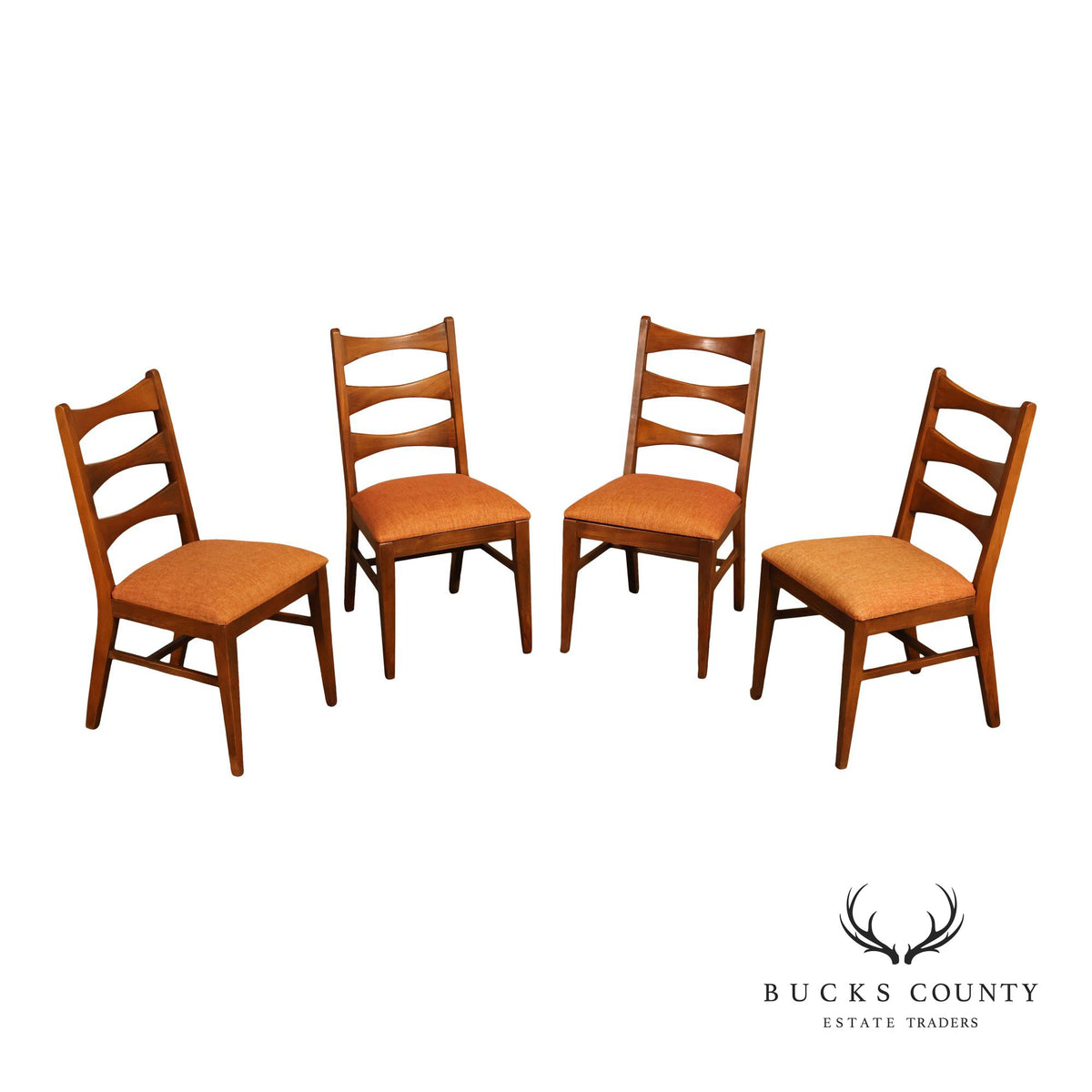 Mid Century Modern Set Of Four Walnut Dining Chairs