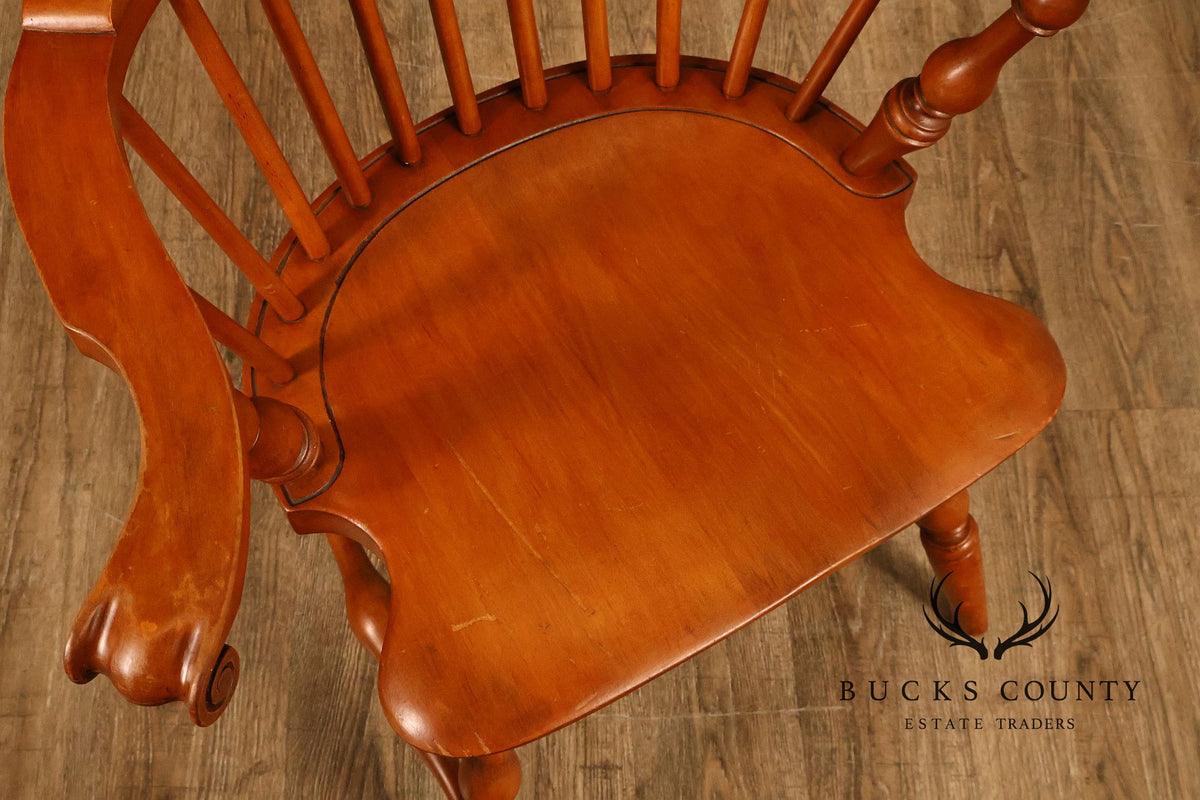 Conant Ball Maple Windsor Armchair With Scroll Crest Rail