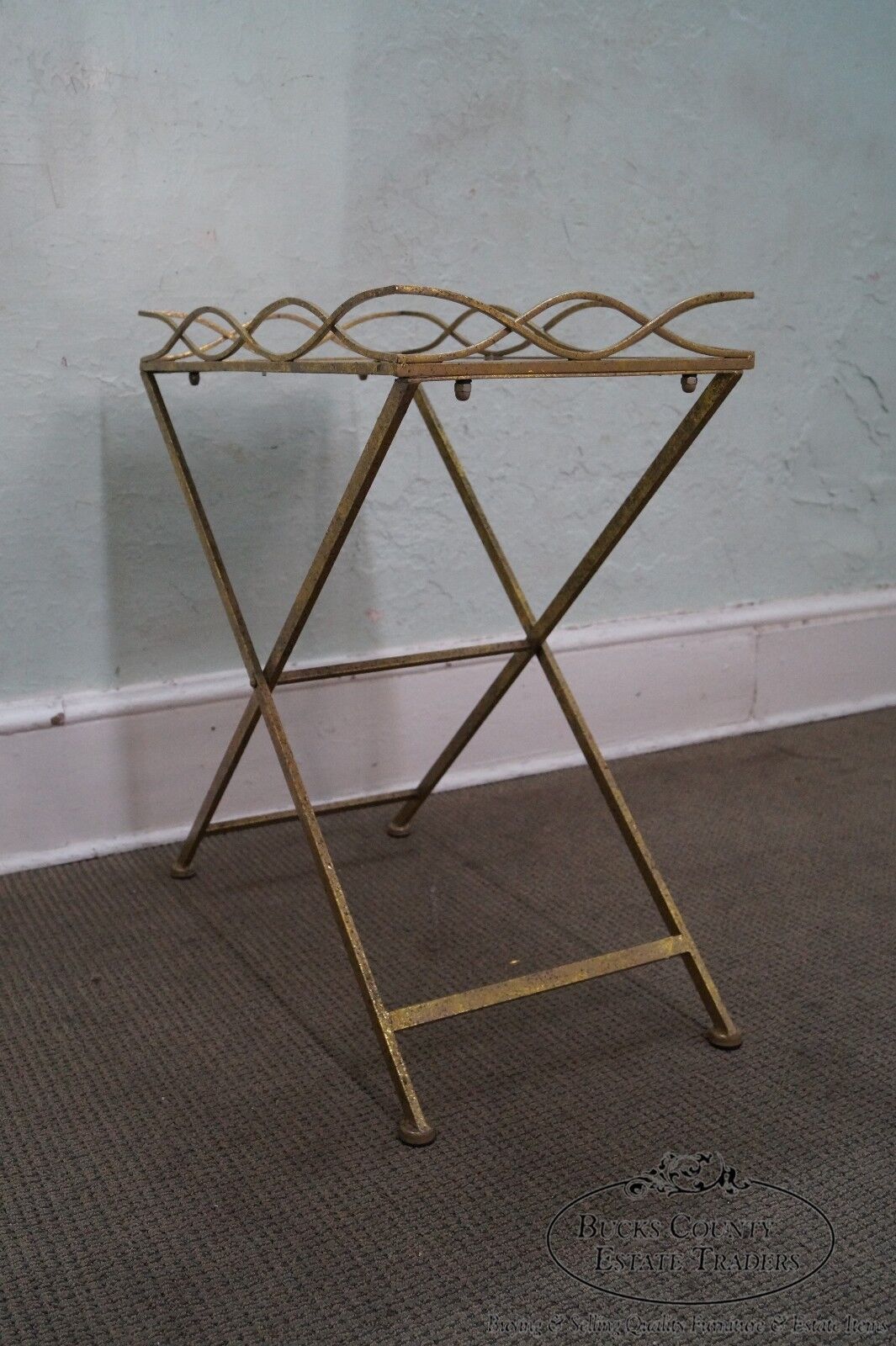 Regency Style Gilt Metal Mirror Top Serving Table