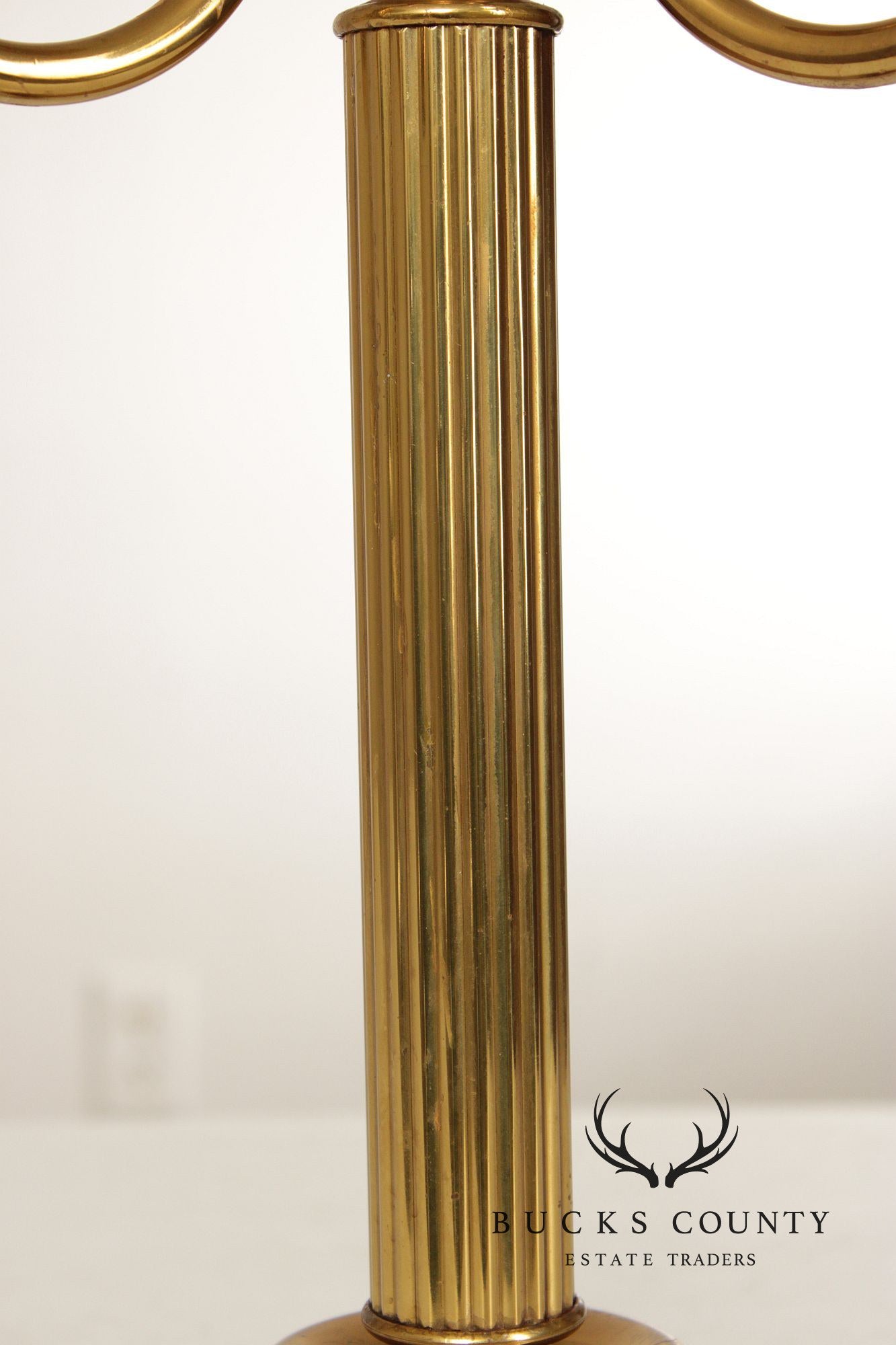 Classical Style Vintage Pair of Brass and Marble Candelabra