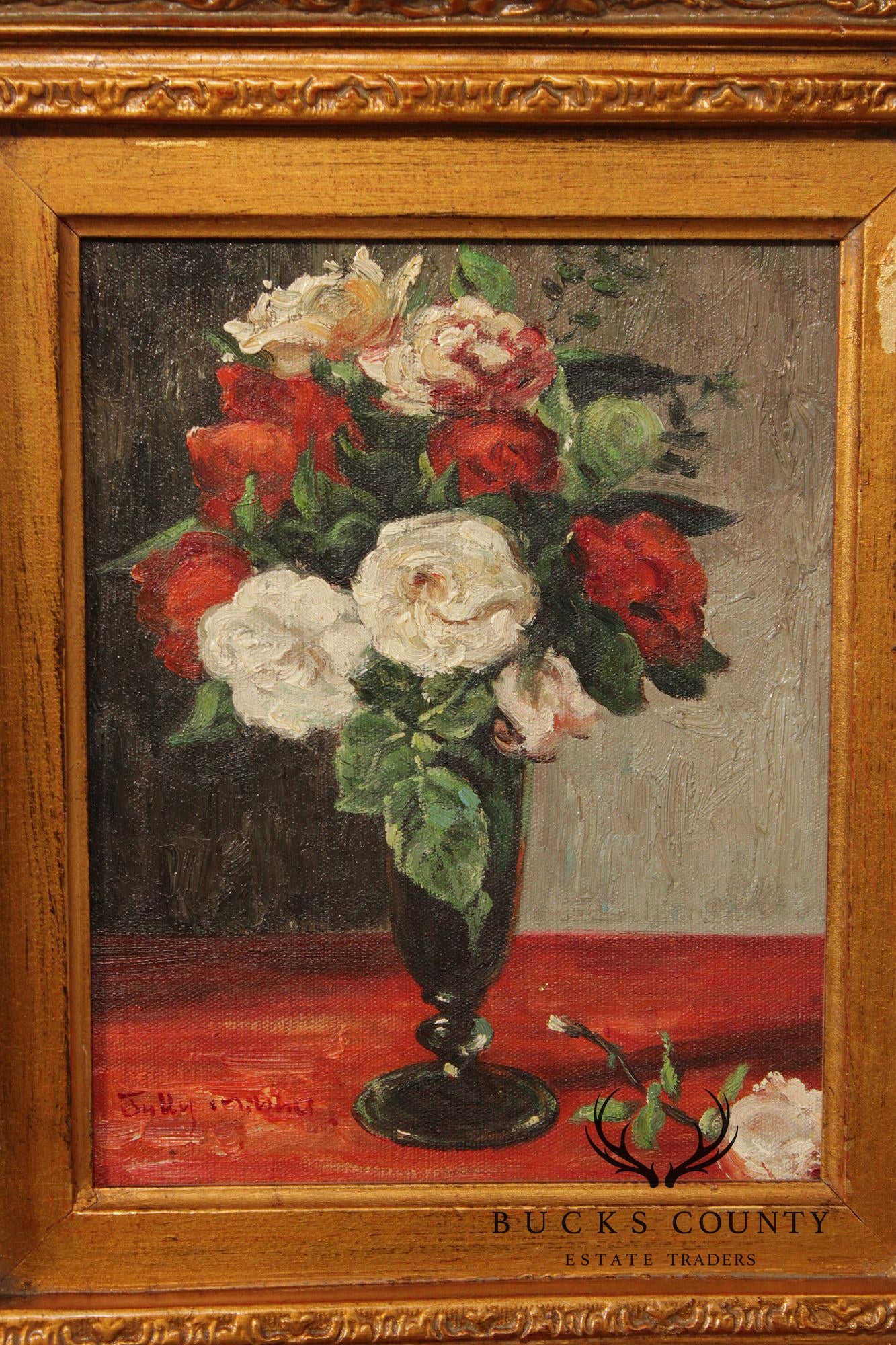 Jully Minno Framed Oil Painting, Rose Bouquet