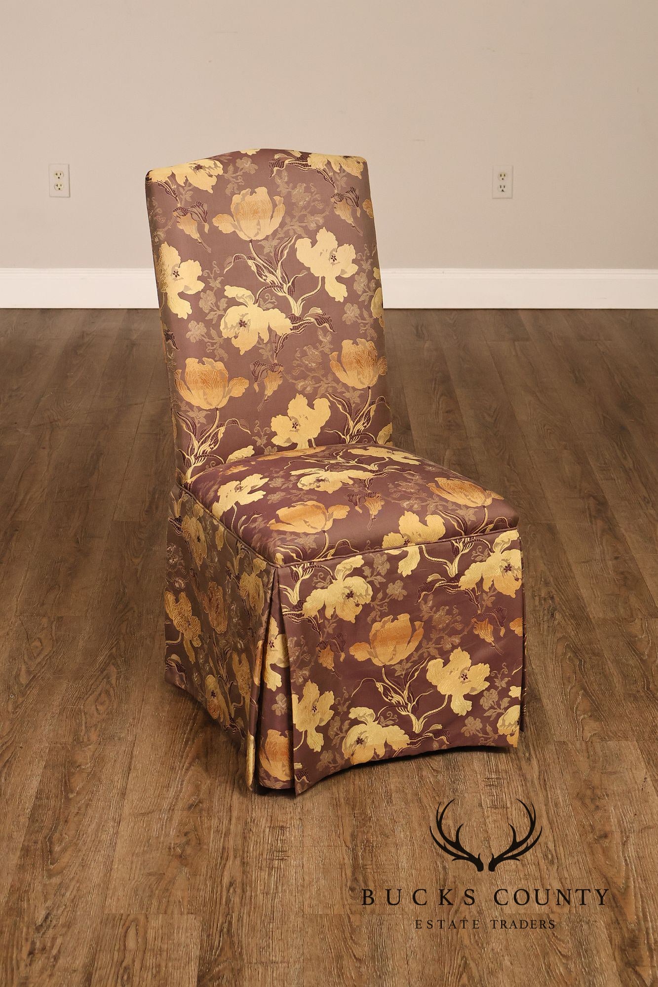 Pair of Upholstered Parsons Style Dining Chairs