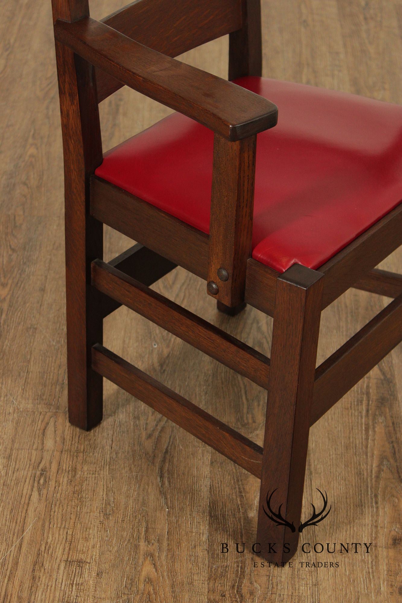 Antique Stickley Brothers Mission Oak Set Of 8  Ladder Back Dining Chairs