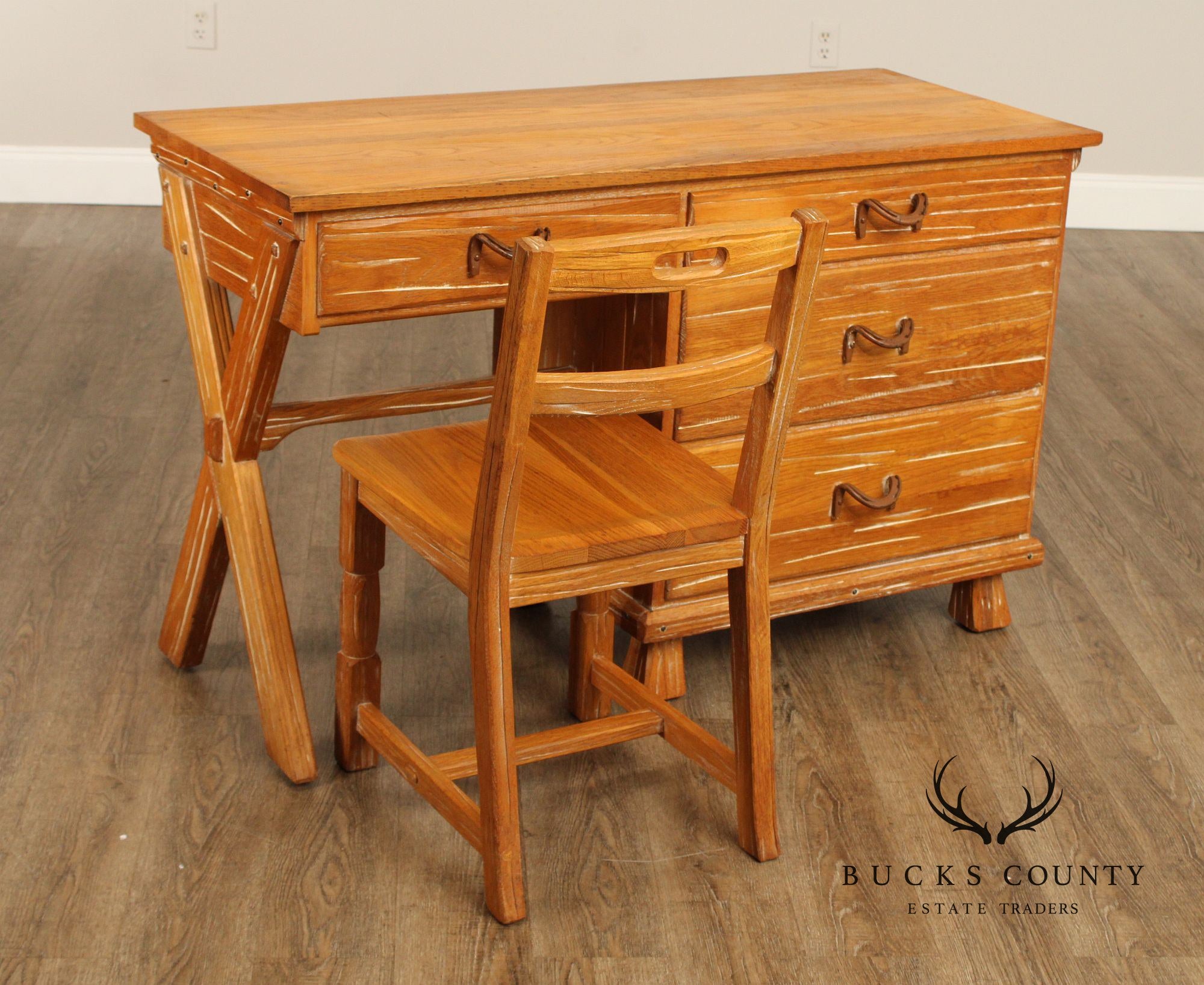 Brandt Ranch Oak Writing Desk and Chair