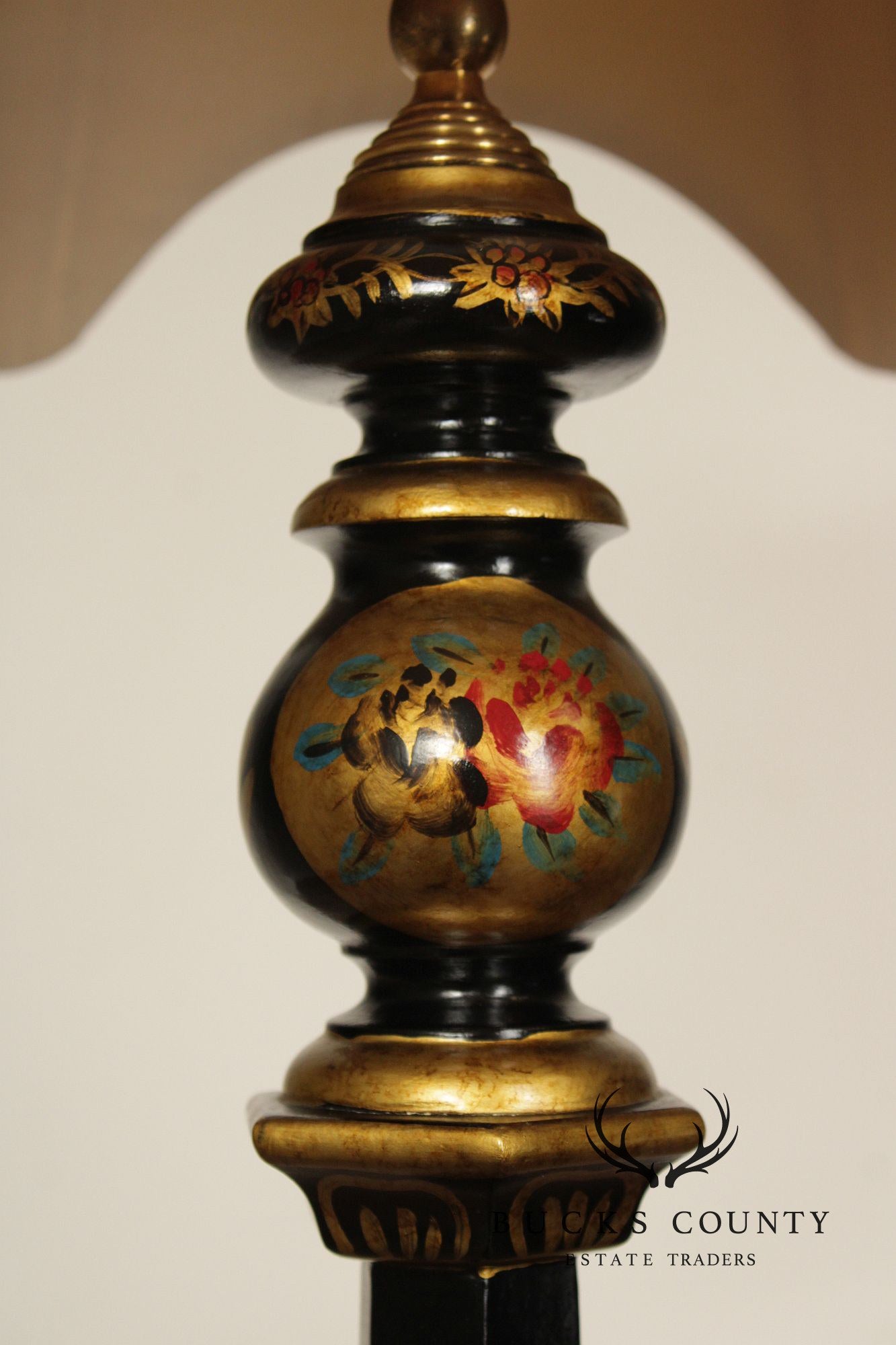 Chelsea House Chinoiserie Decorated Black Lacquer Floor Lamp