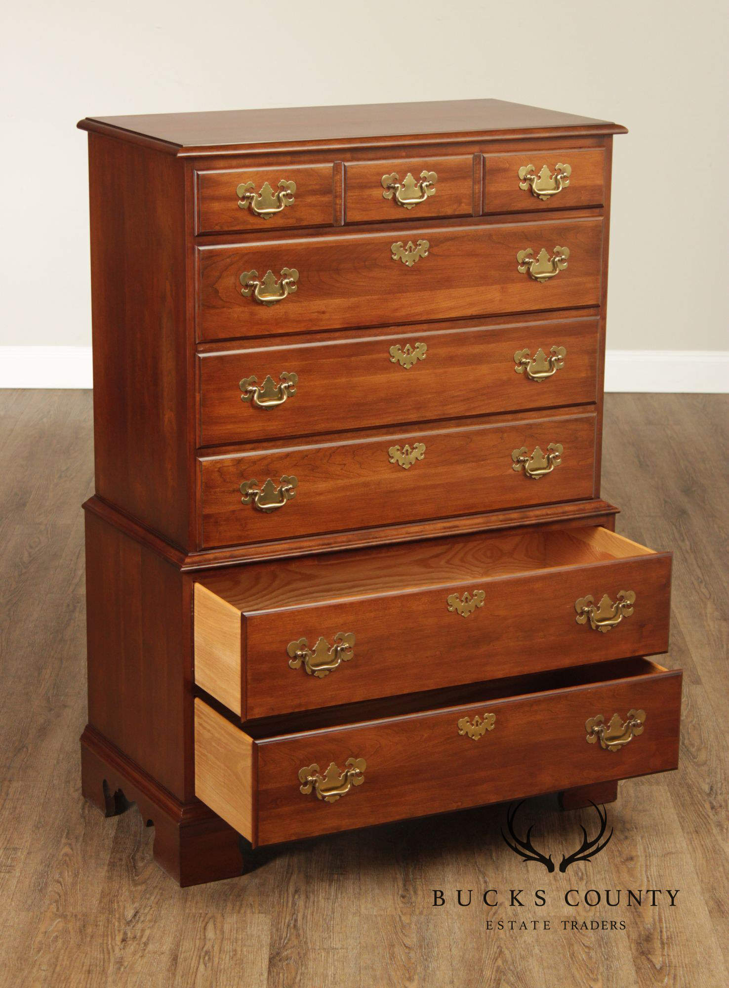 Pennsylvania House Chippendale Style Cherry Chest on Chest