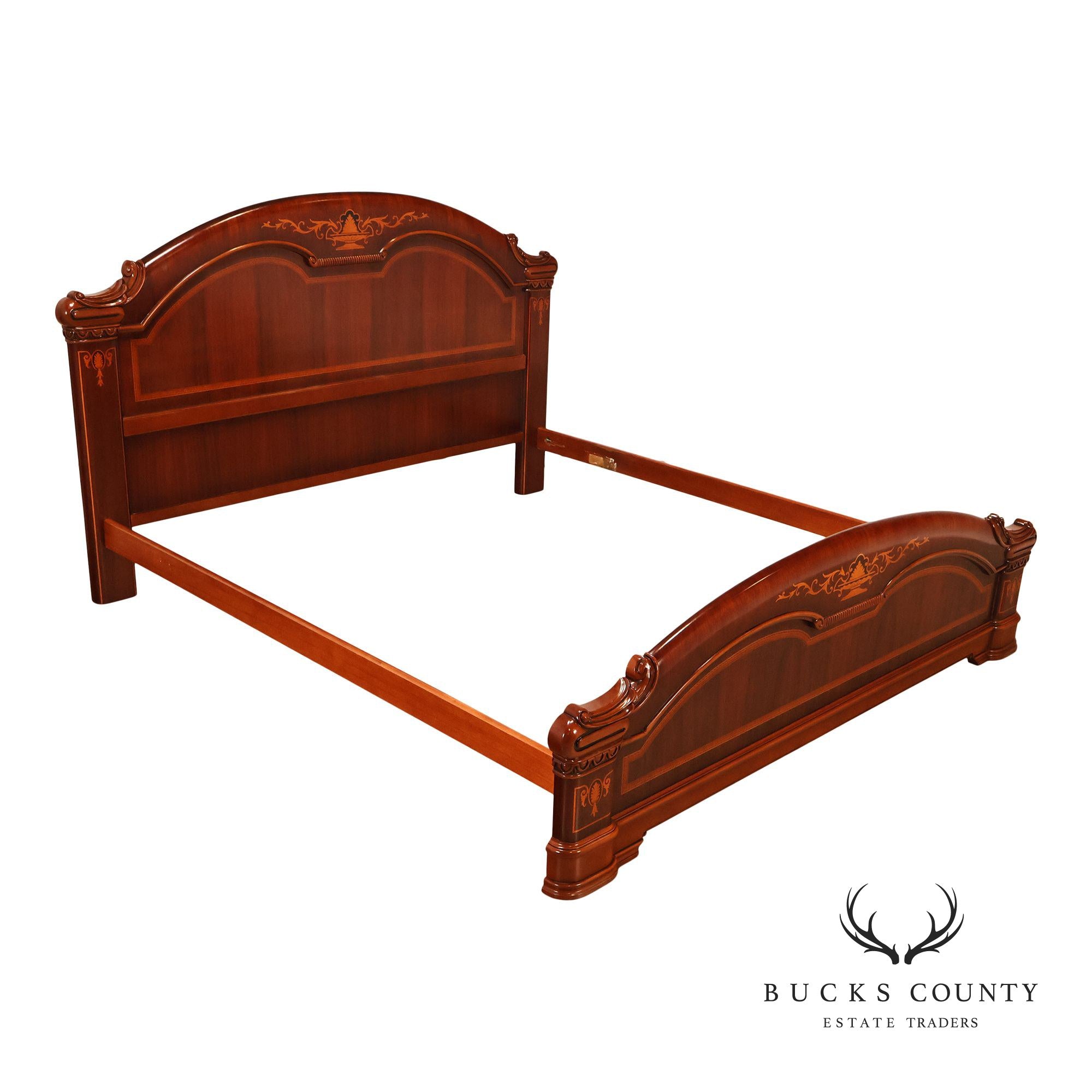 Italian Neoclassical Style King Size Mahogany Inlaid Bed